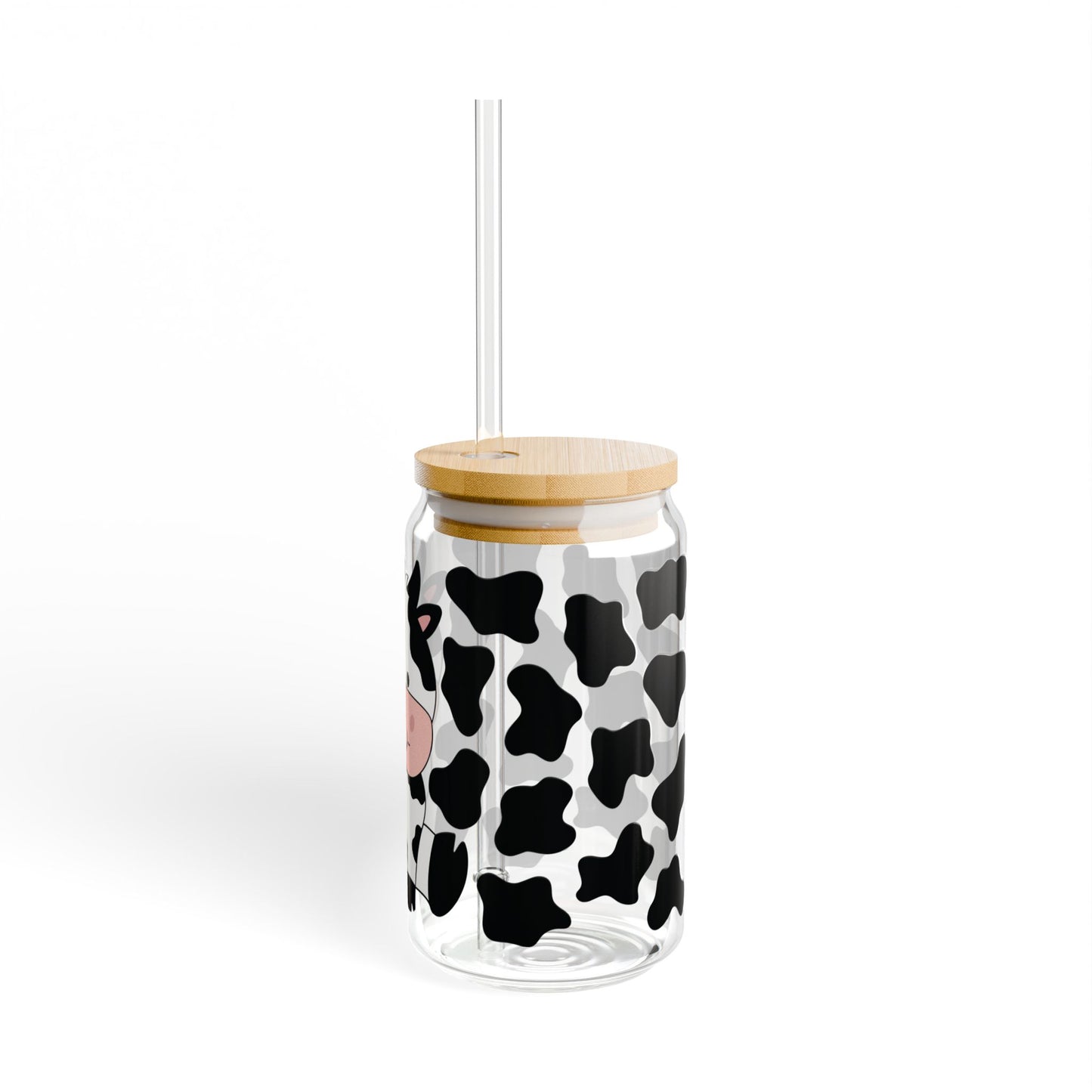 🐮 Moo-velous Cow Print Sipper Glass – Farm Fresh Fun in Every Sip 🥤