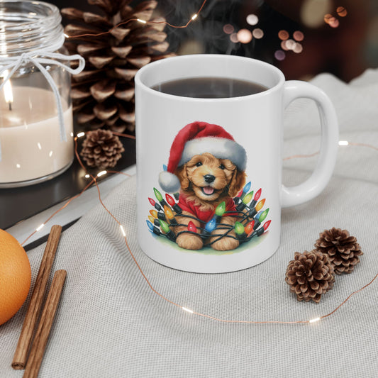 🎄 Doodle Christmas Lights Mug – Holiday Cheer with a Fluffy Twist! ☕🐶