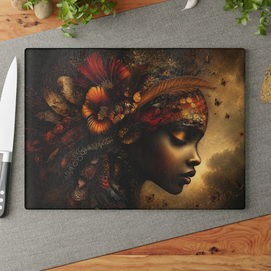 Midnight Bohemian Muse Glass Cutting Board