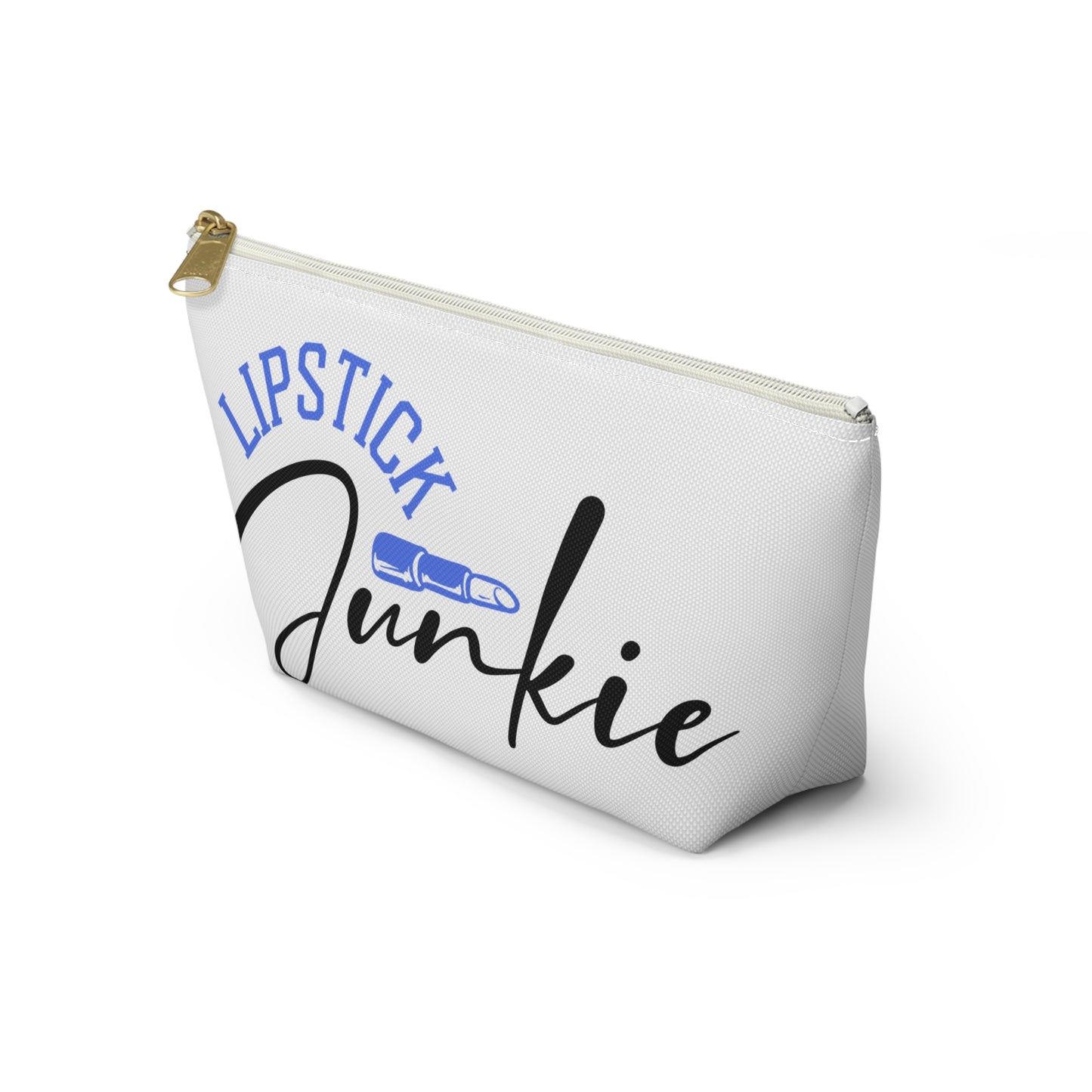 Accessory Pouch – "Lipstick Junkie" Blue Makeup Bag