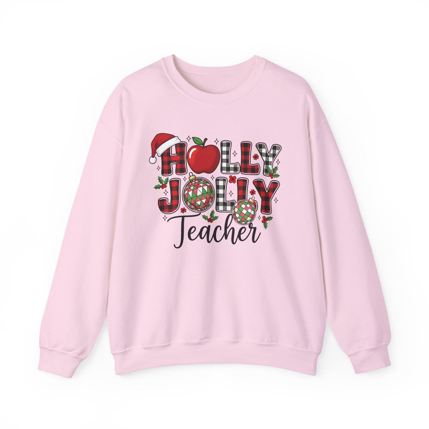 🍎✨ Holly Jolly Teacher Sweatshirt – Festive Classroom Cheer 🎄📚