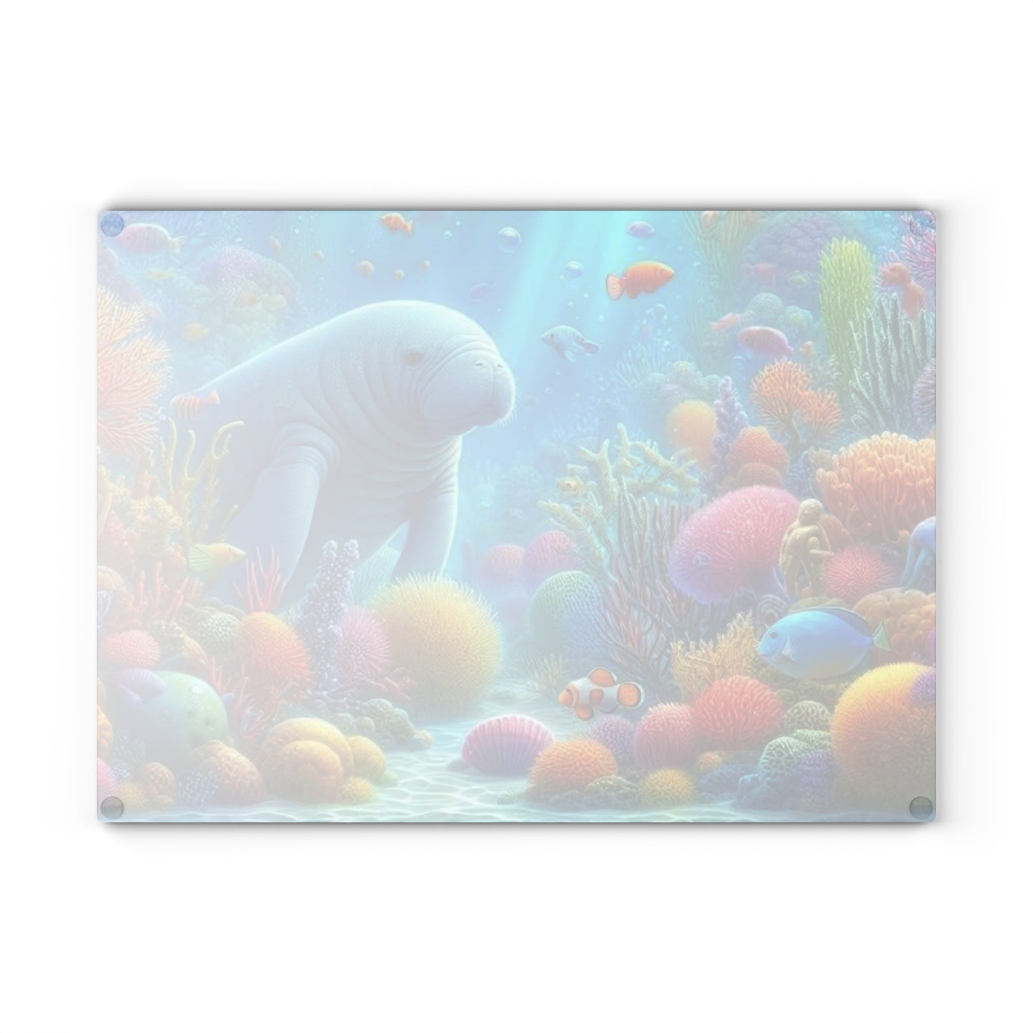 Manatee Cutting Board Textured Glass Florida Spring Kitchen Decor Coastal Home Gift Beach Housewarming Manatee Lover Sea Life Art Nautical