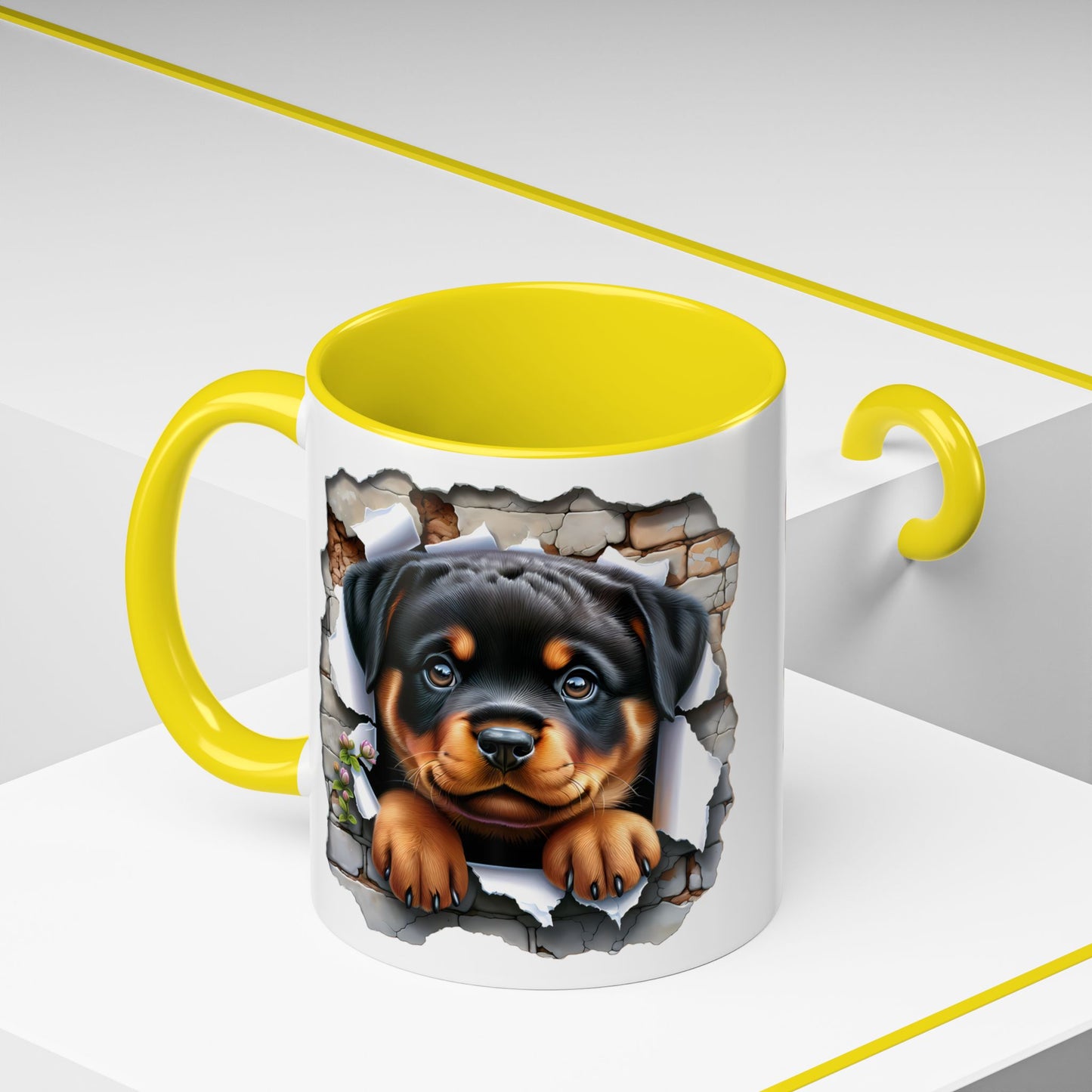 🐾☕ Rottweiler Puppy Accent Mug – Sweet Breakthrough Pup Design ✨