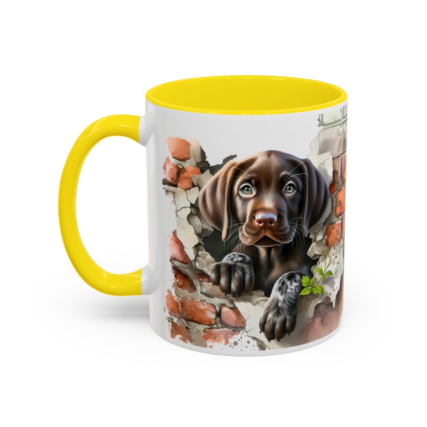 🐶🍫 Chocolate Lab Puppy Accent Mug – Sweet Brown Pup Coffee Cup ☕💛