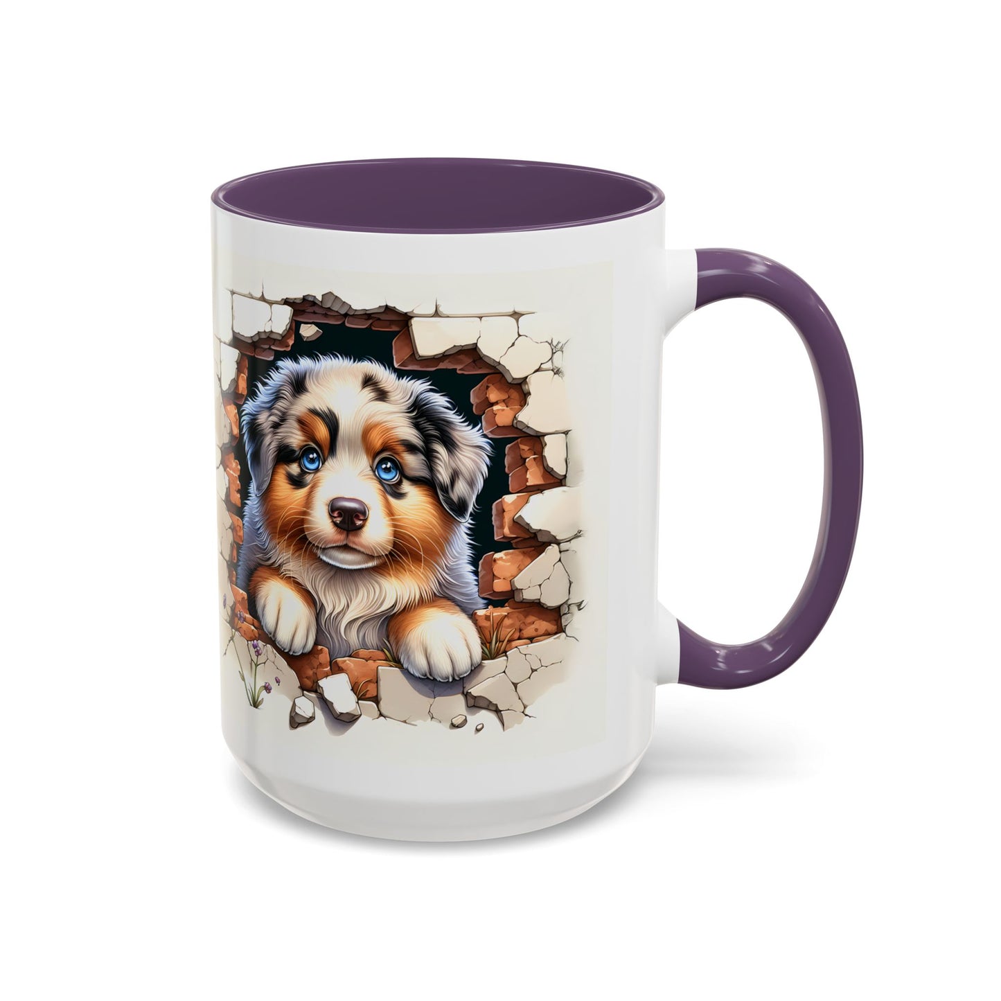 🐾☕ Australian Shepherd Puppy Peek Accent Mug – Blue-Eyed Beauty Dog Lover Gift ✨💙