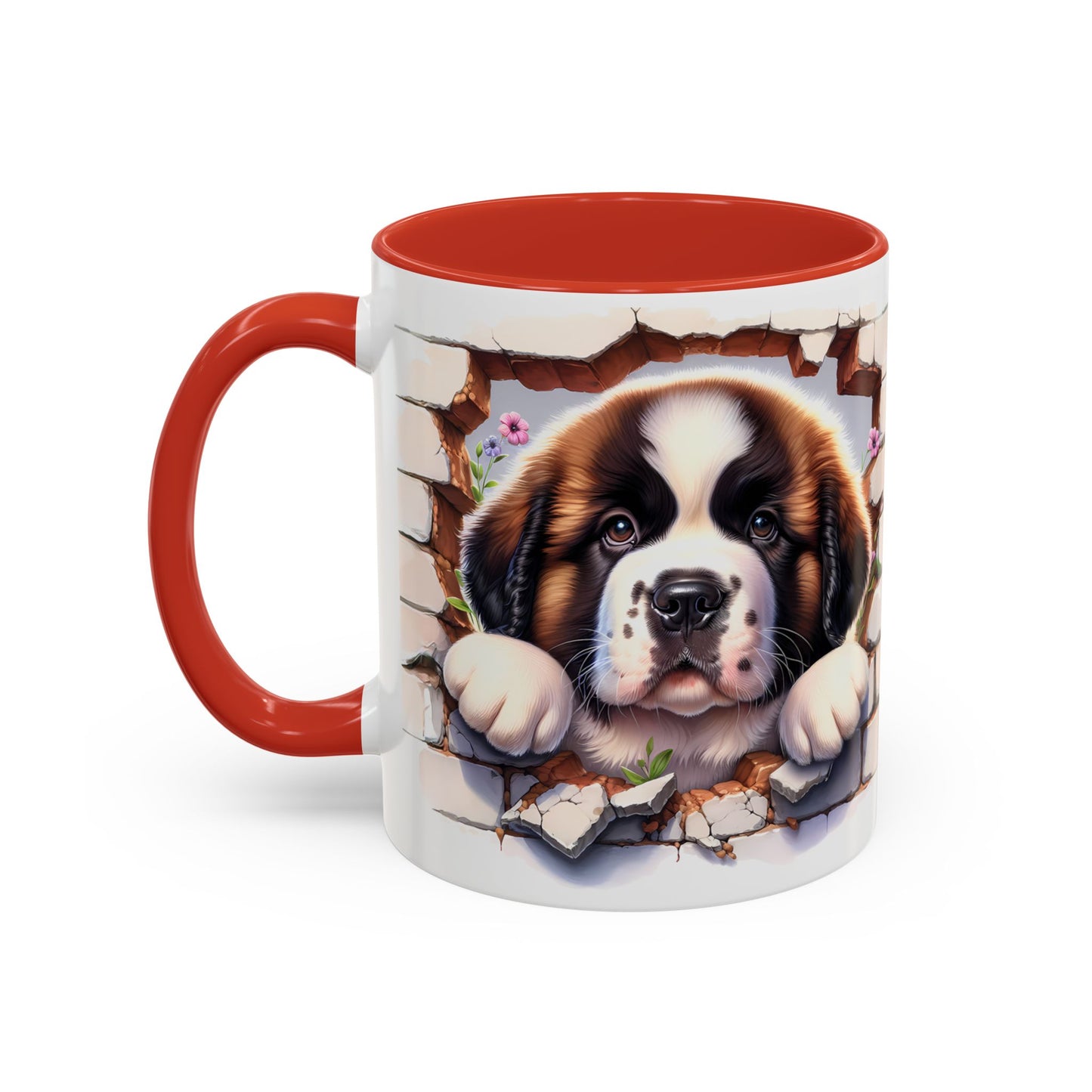 🐾☕ St. Bernard Puppy Peek Accent Mug – Gentle Giant Pup Lover Gift ✨❤️