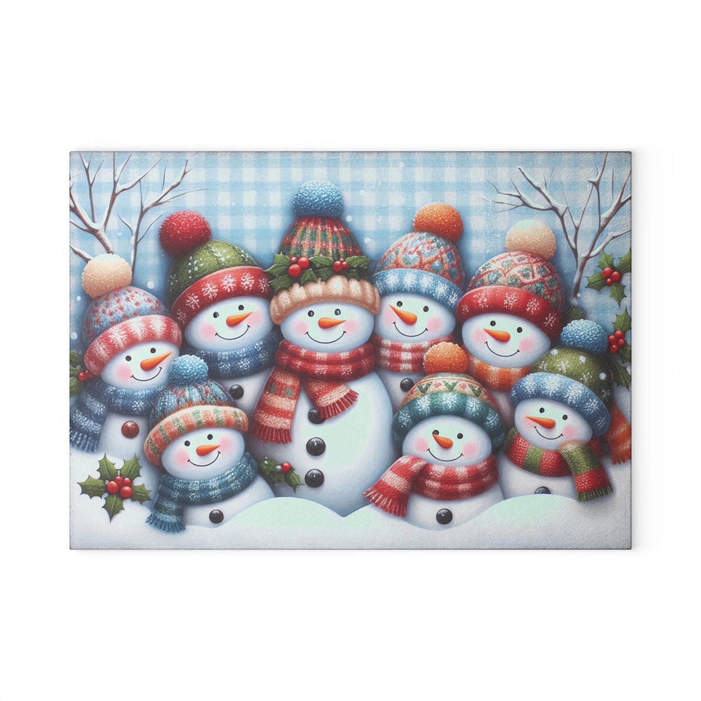 Snowman Family Christmas Cutting Board – Cozy Winter Smiles for Your Holiday Kitchen