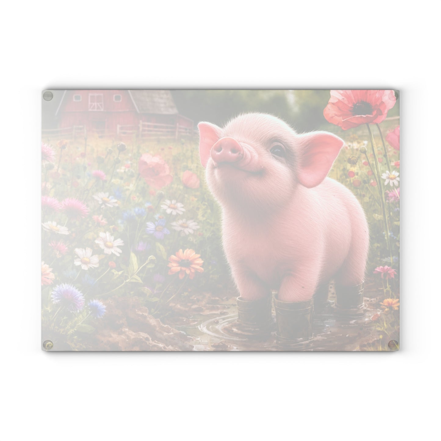 Farm Piglet Glass Cutting Board – Country Charm for Your Kitchen