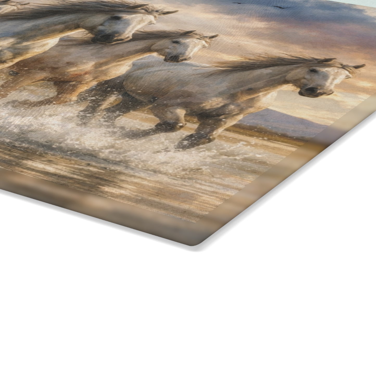 Running Wild Horses Glass Cutting Board – Western Horse Lover Farmhouse Kitchen Decor