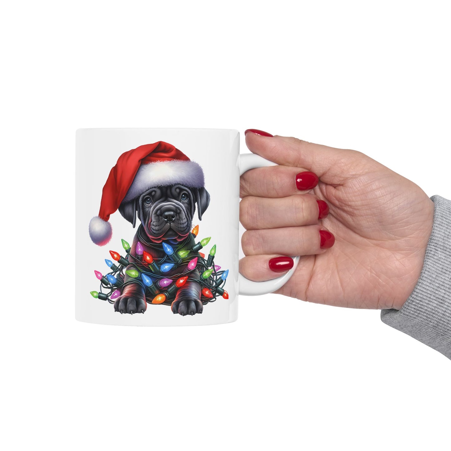 🎄 Cane Corso Christmas Lights Mug – Big Pup Energy for the Holidays 🎅🐾