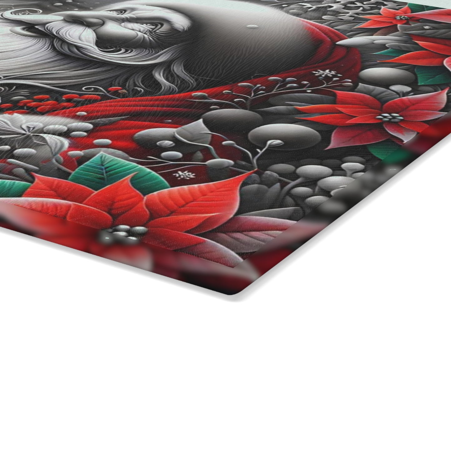 🎅❄️ “Midnight Snow Santa” Glass Cutting Board – Festive Glow for Your Kitchen