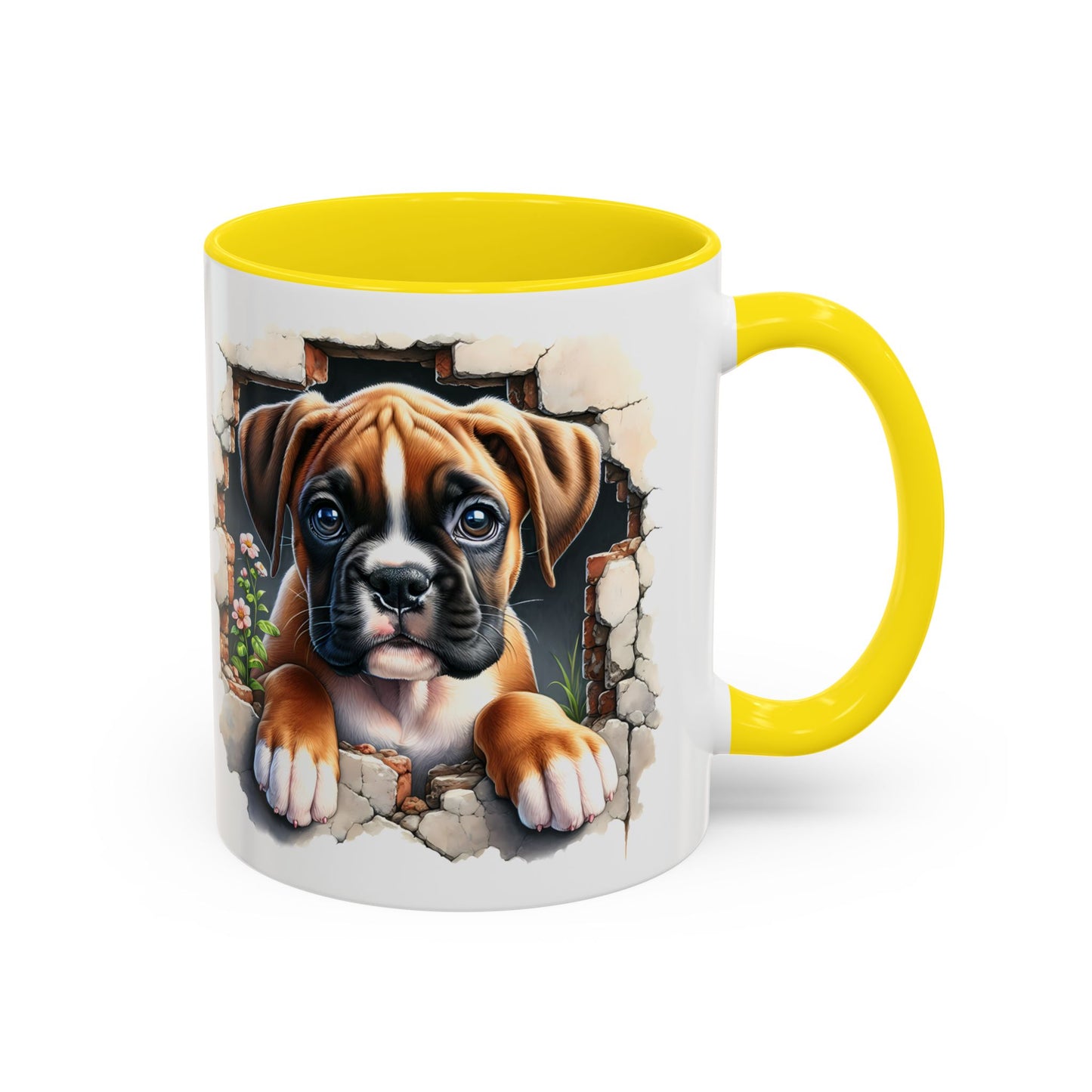 🐶☕ Boxer Puppy Peek Accent Mug – Adorable Dog Lover Gift ✨💛