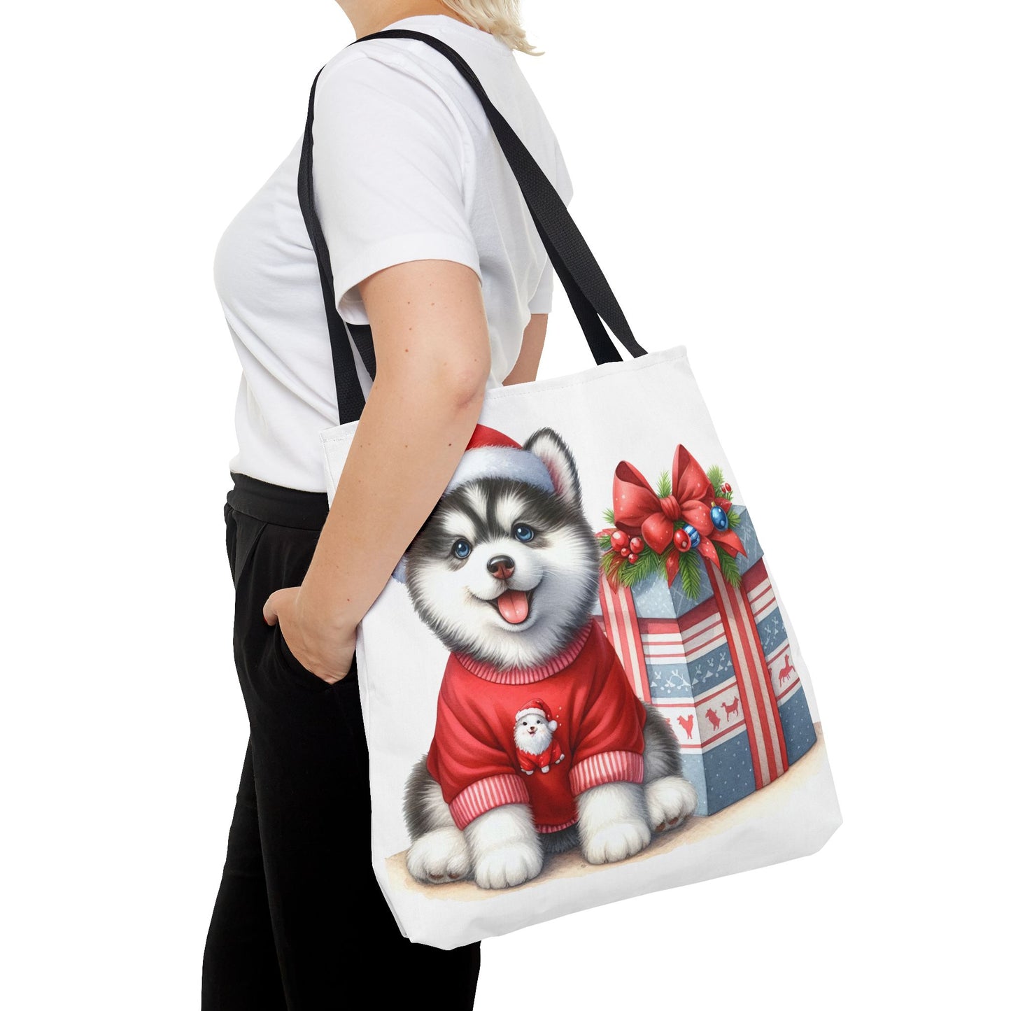 🎁 Christmas Husky Tote Bag – Festive Pup & Holiday Cheer in Every Carry 🎄