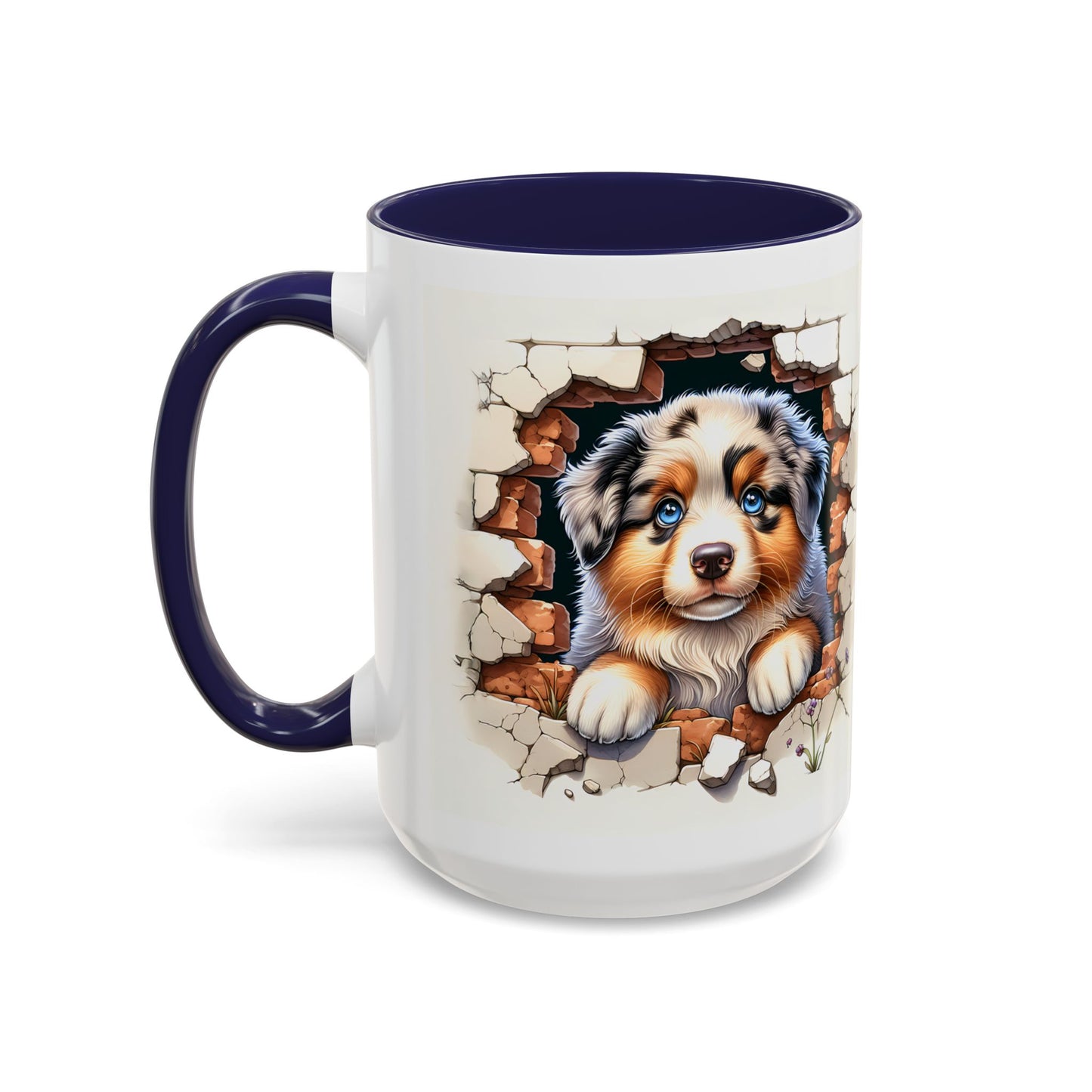 🐾☕ Australian Shepherd Puppy Peek Accent Mug – Blue-Eyed Beauty Dog Lover Gift ✨💙