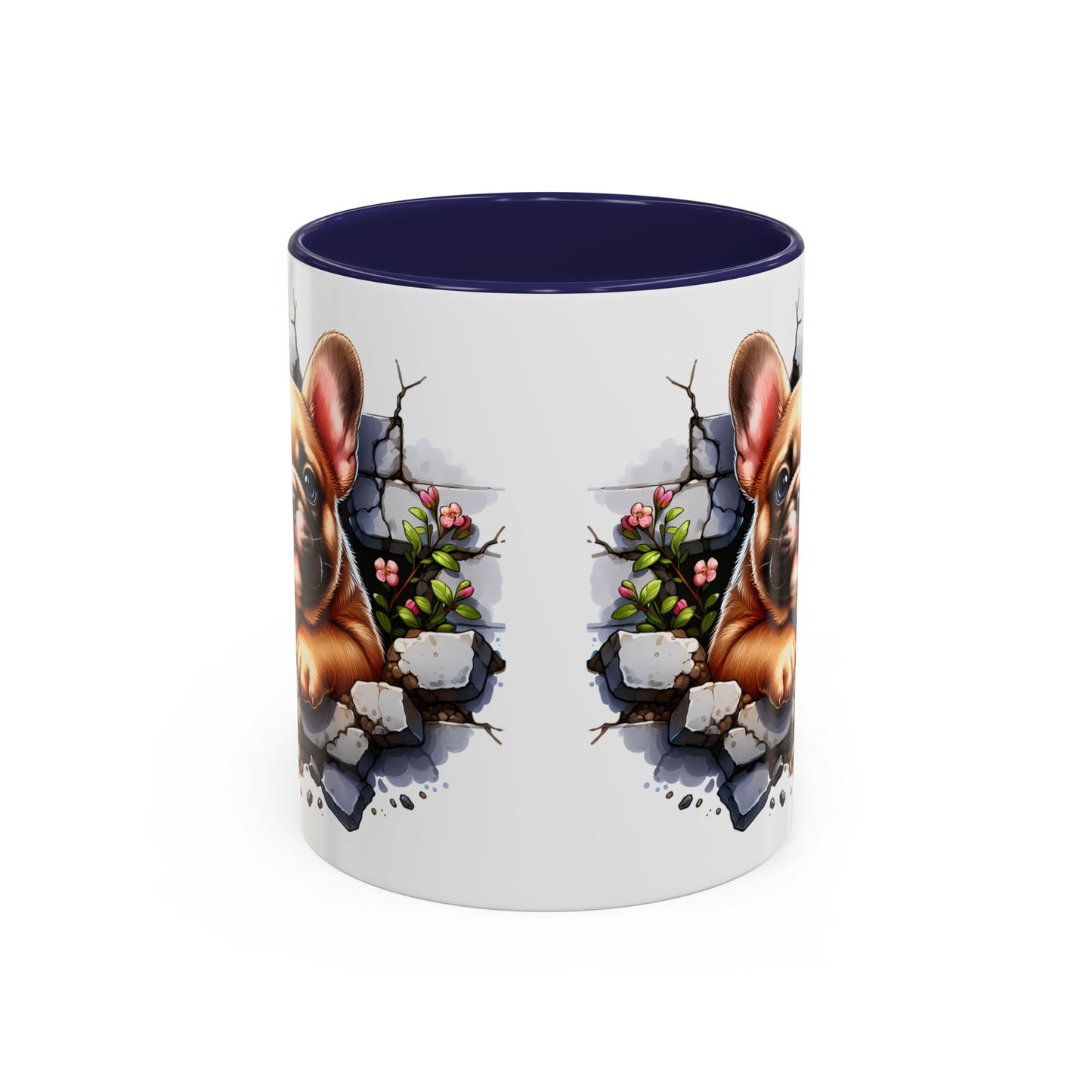 🐾☕ Tan French Bulldog Puppy Accent Mug – Sweet Peek-Through Pup Design ✨