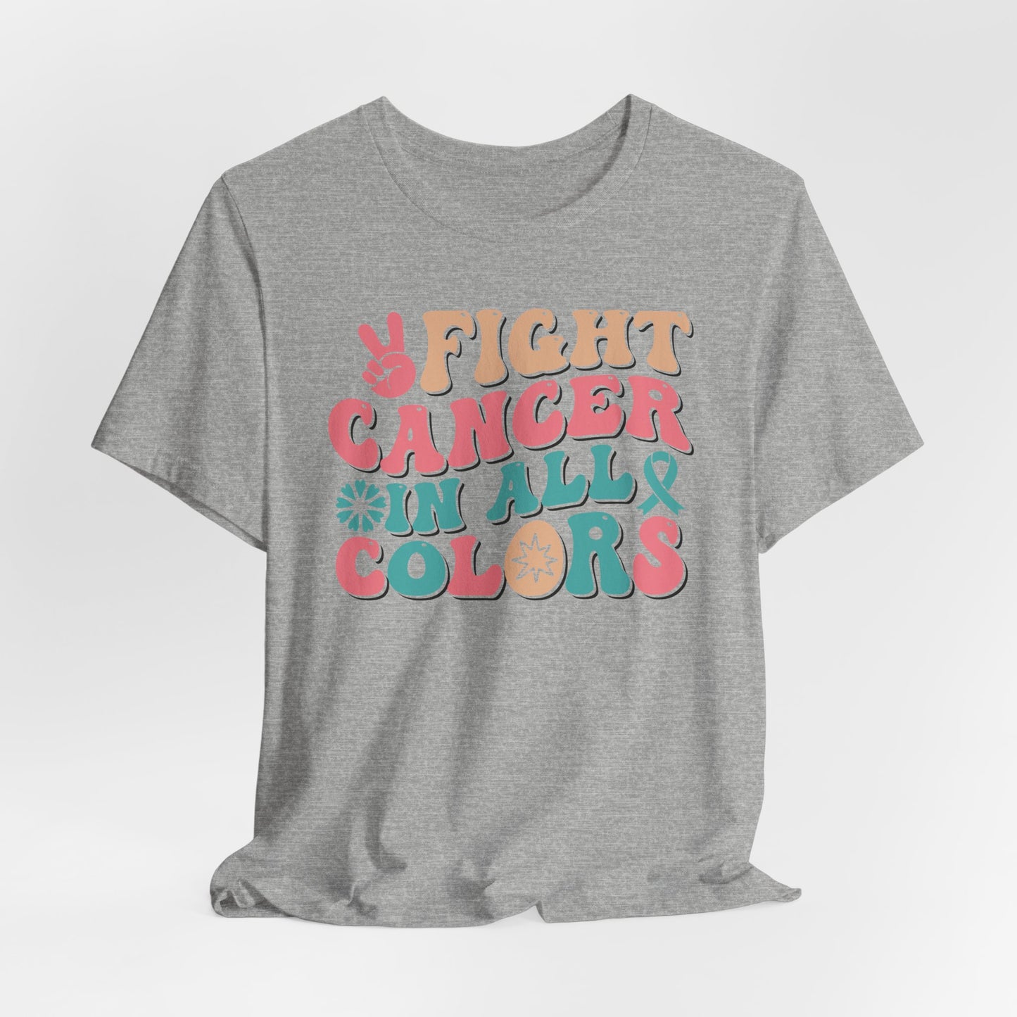 🌈✊ Fight Cancer in All Colors T-Shirt – Bold Retro Awareness Tee for Every Ribbon 🎗️
