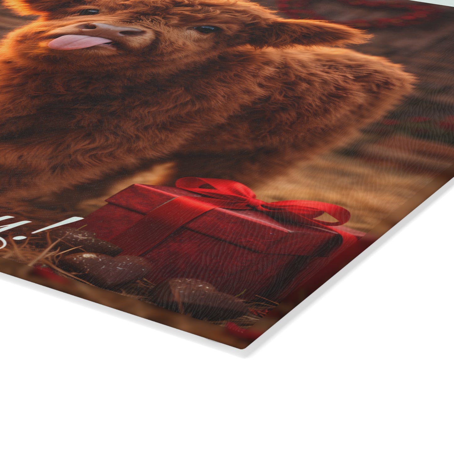 Valentine Highland Calf Glass Cutting Board – Cozy Farmhouse Love Kitchen Décor