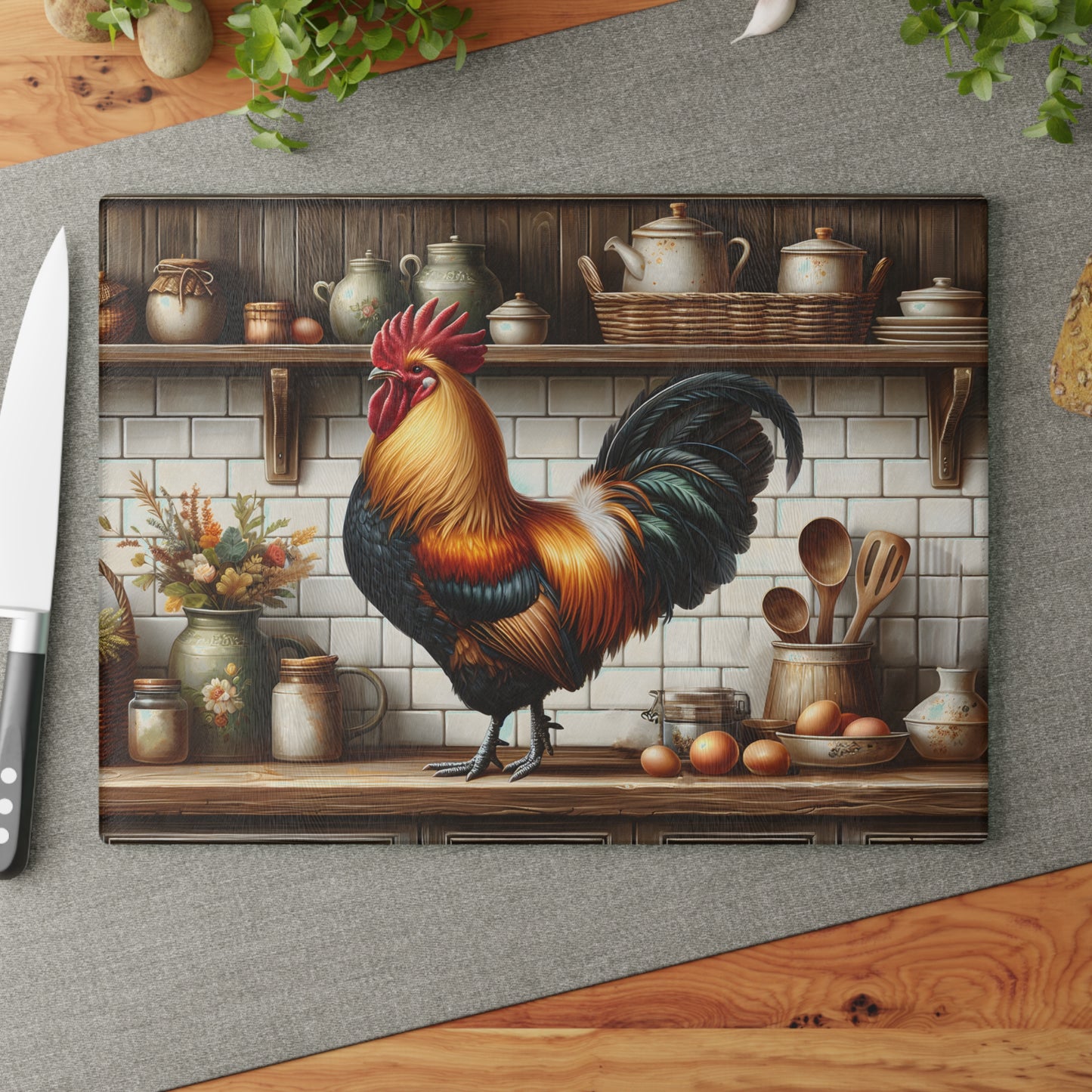 🪵🐓 Rustic Rooster Cutting Board – Farmhouse Flair Meets Vintage Charm