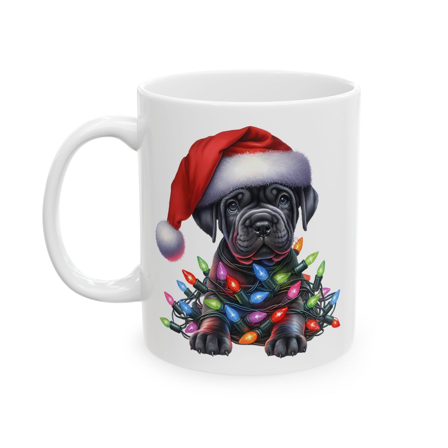 🎄 Cane Corso Christmas Lights Mug – Big Pup Energy for the Holidays 🎅🐾