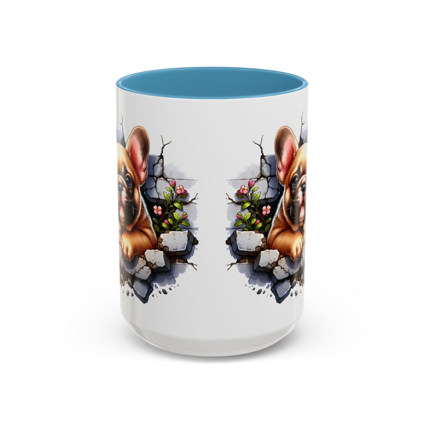 🐾☕ Tan French Bulldog Puppy Accent Mug – Sweet Peek-Through Pup Design ✨