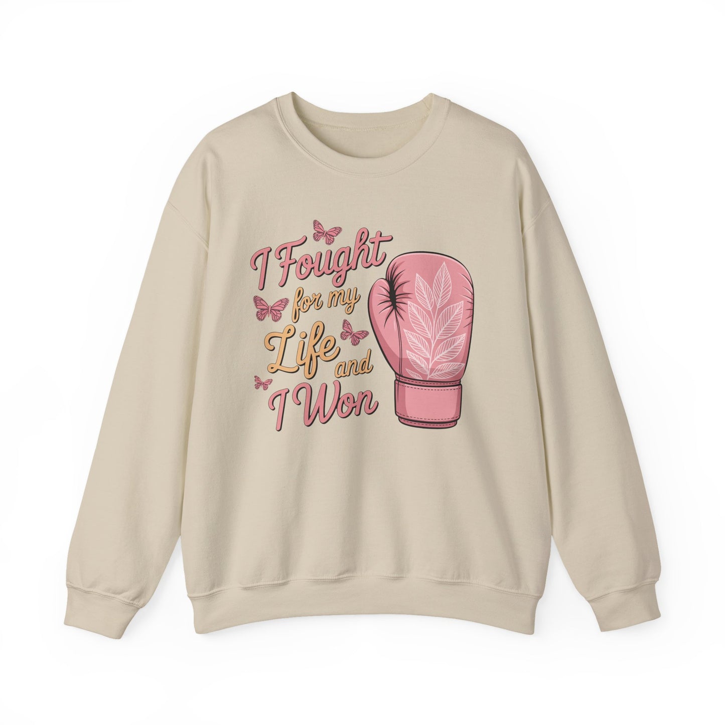 🥊🦋 I Fought for My Life and I Won Sweatshirt – Breast Cancer Survivor Crewneck