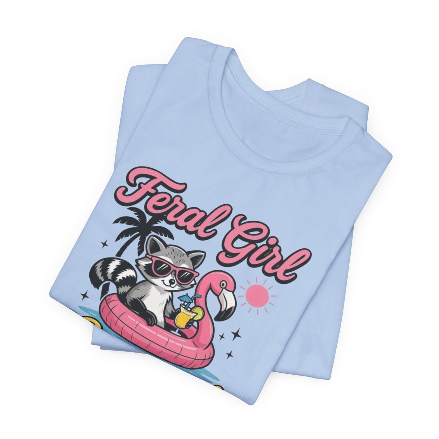 Camiseta de verano para chica salvaje: Mapache divertido con vuelo | Camiseta de verano para mujer