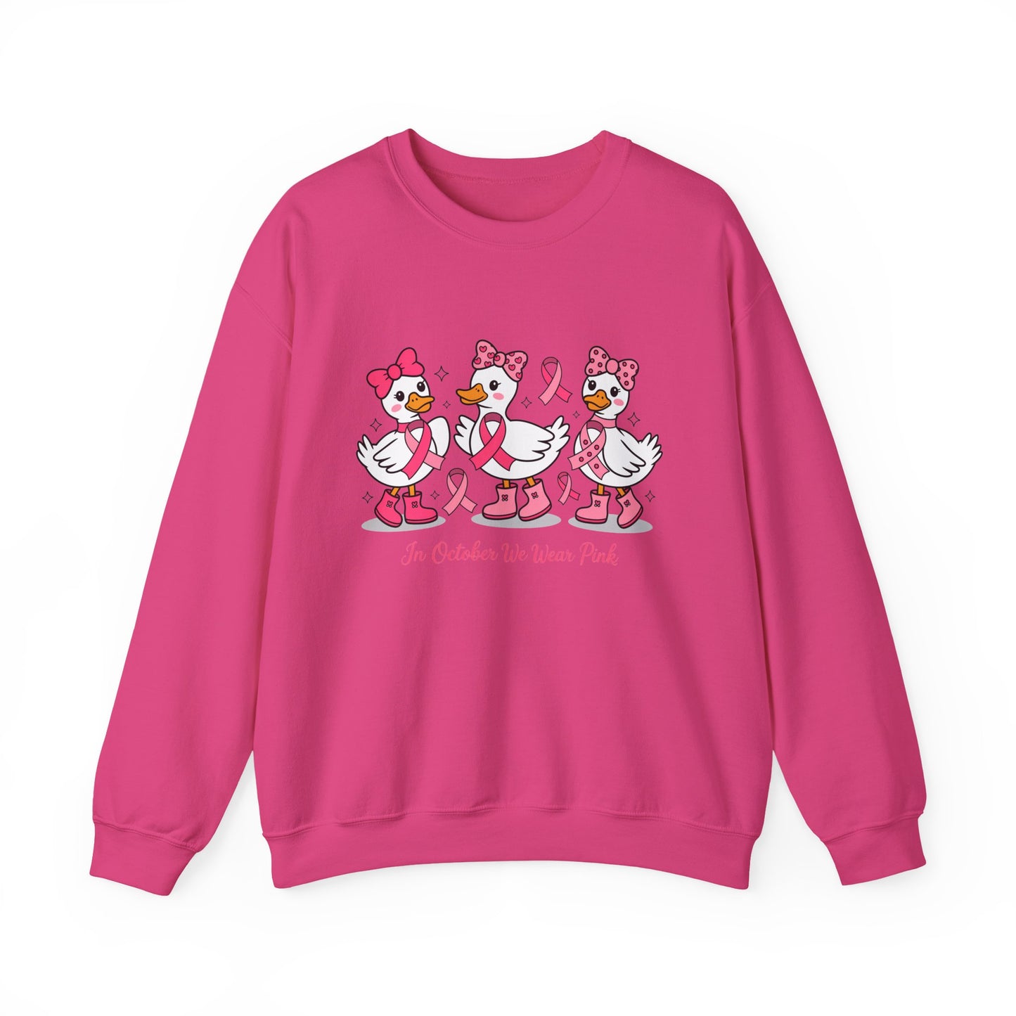 🎀🦆 In October We Wear Pink Duck Sweatshirt – Cute & Courageous Support 💗