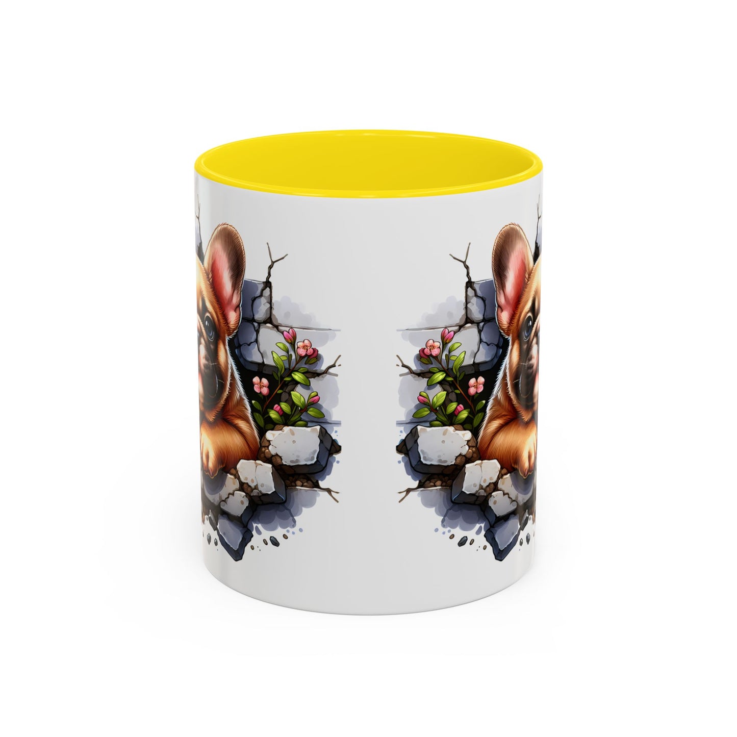 🐾☕ Tan French Bulldog Puppy Accent Mug – Sweet Peek-Through Pup Design ✨