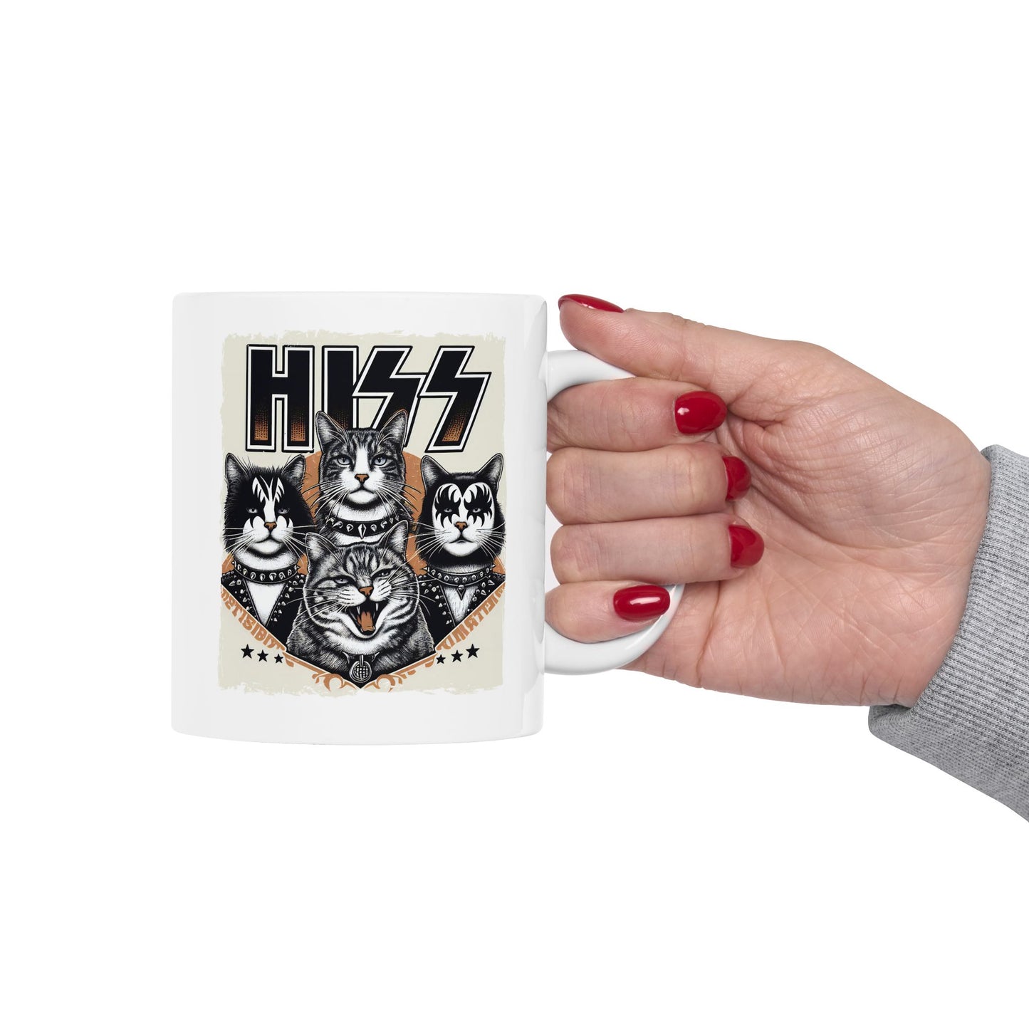 🎸🐾 "HISS" Rock Band Cat Mug – Purrfectly Loud, Proud & Hilarious 🐾🎸