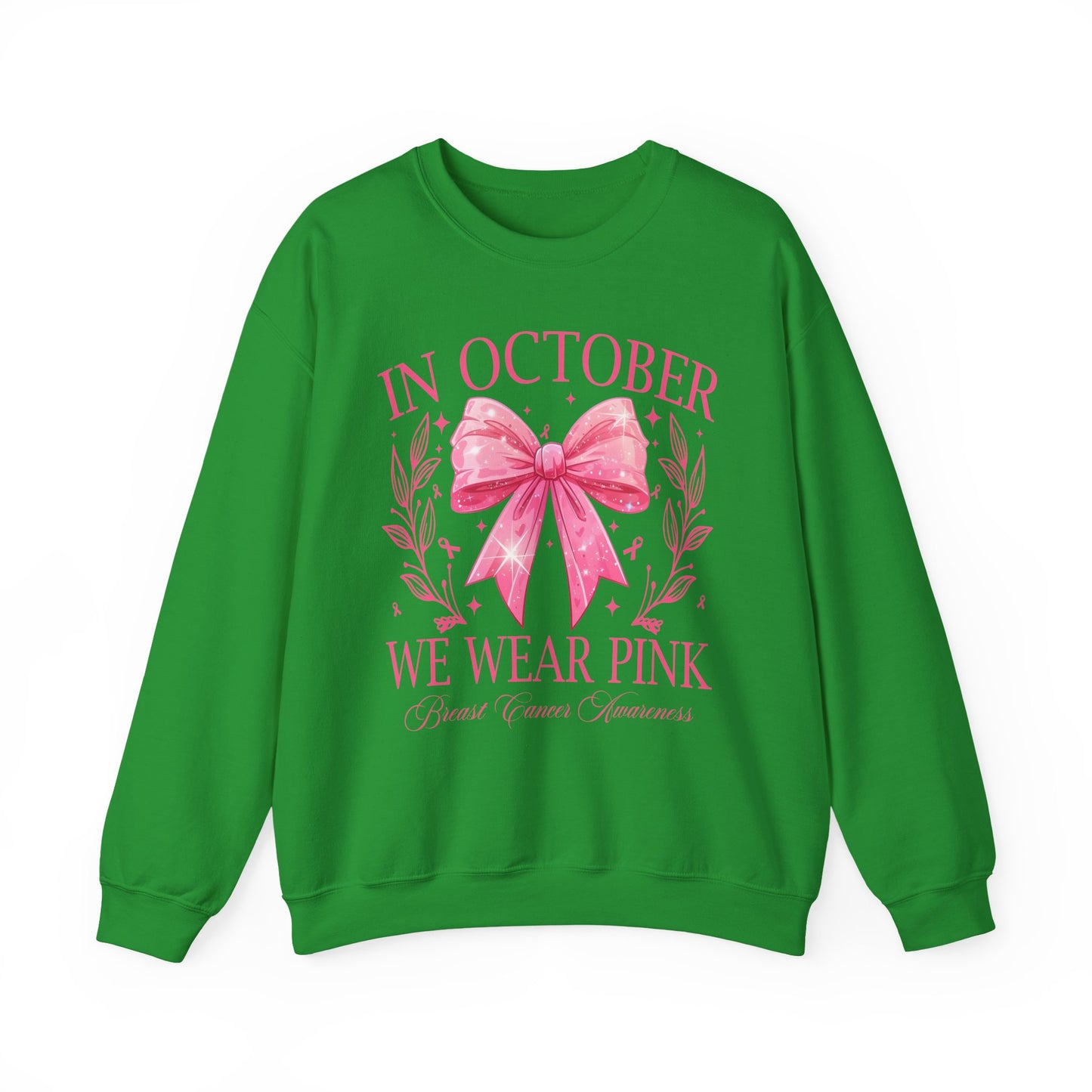 🎀✨ In October We Wear Pink Sweatshirt – Elegant Bow Breast Cancer Awareness Crewneck