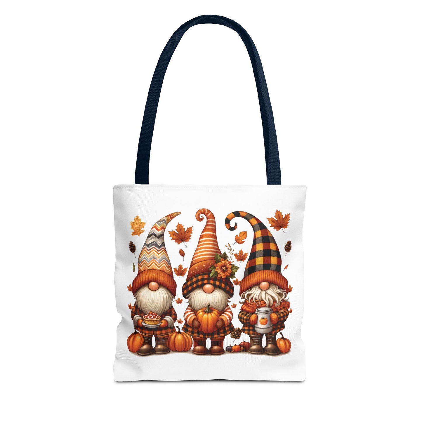🍁 Autumn Gnome Trio Tote Bag – Cozy Fall Charm with Pumpkin Spice Magic