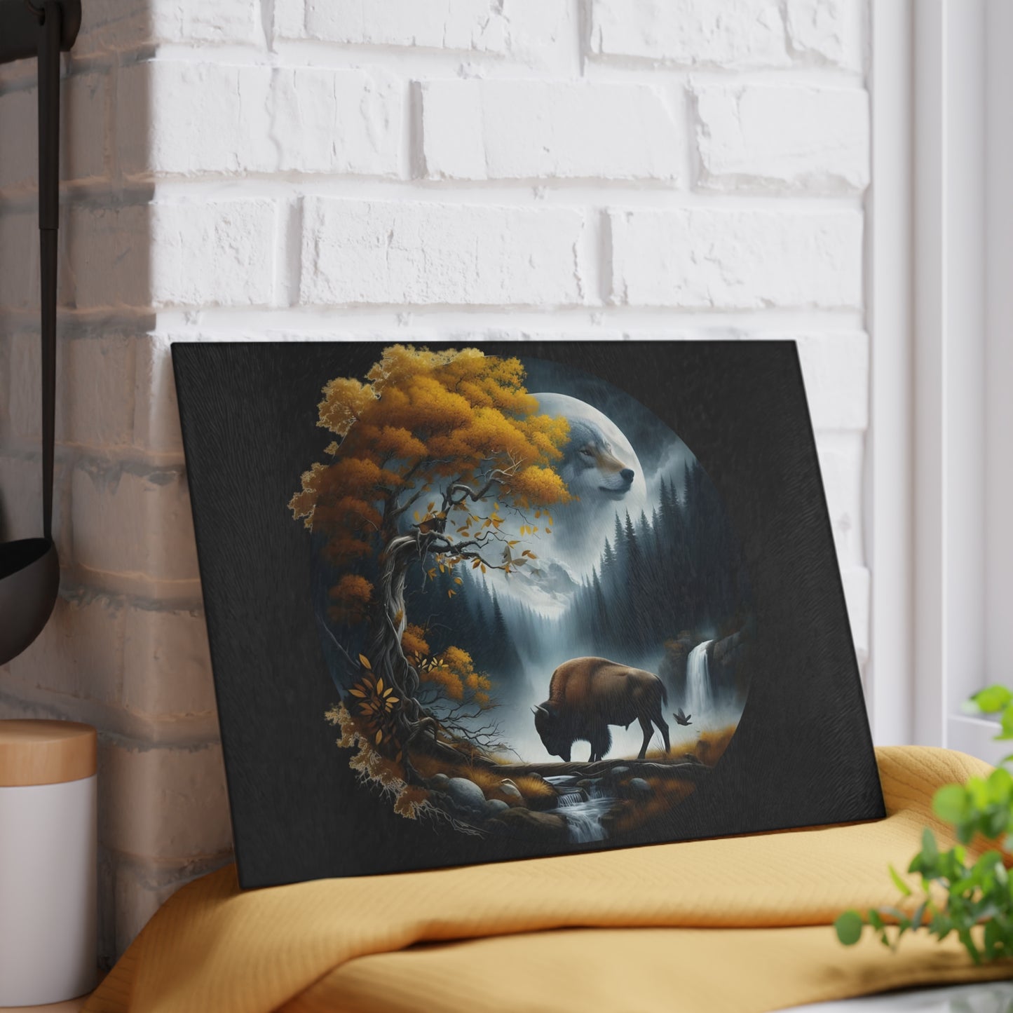 🌌 Mystic Bison Moonlight Cutting Board – Wilderness Spirit for Your Kitchen 🦬