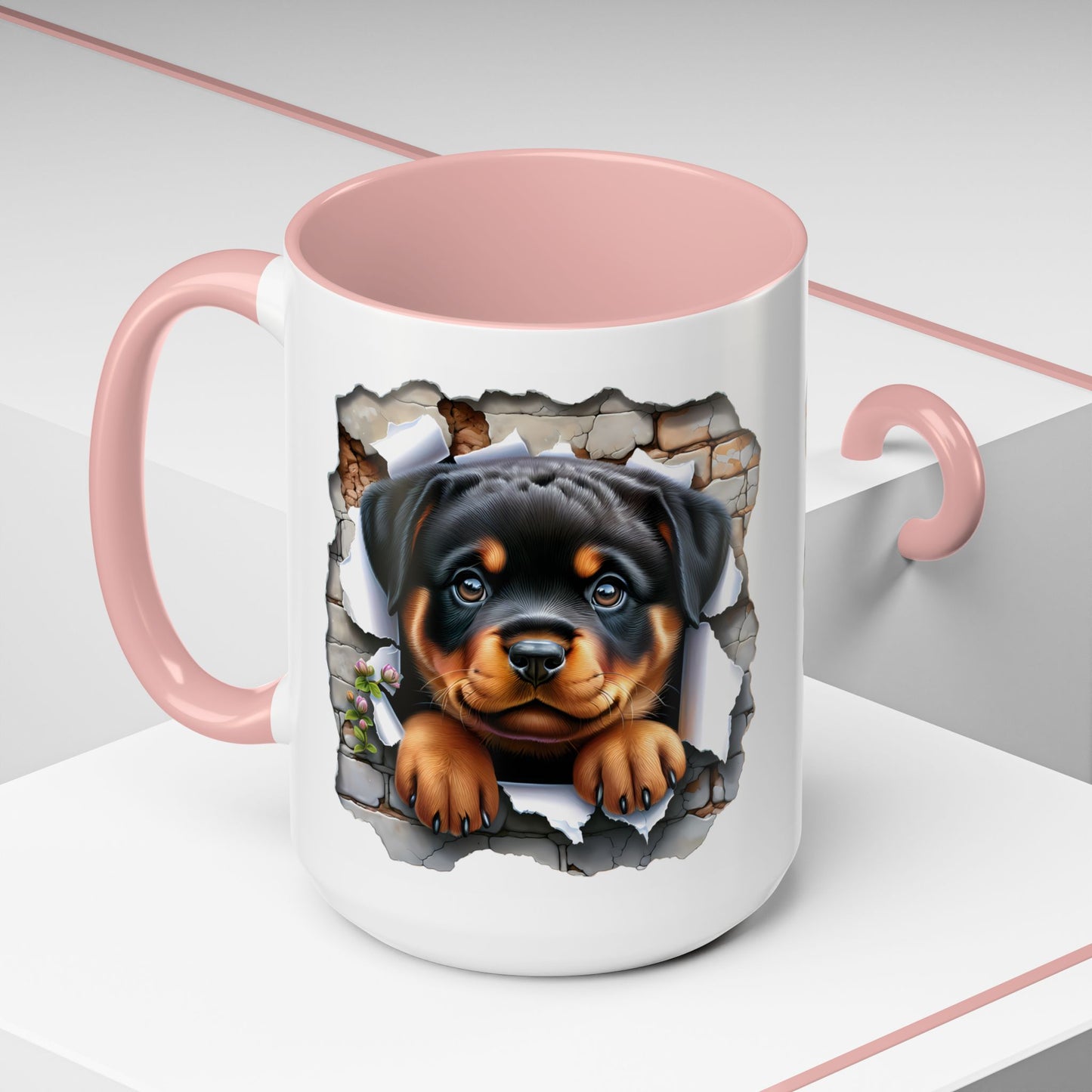 🐾☕ Rottweiler Puppy Accent Mug – Sweet Breakthrough Pup Design ✨