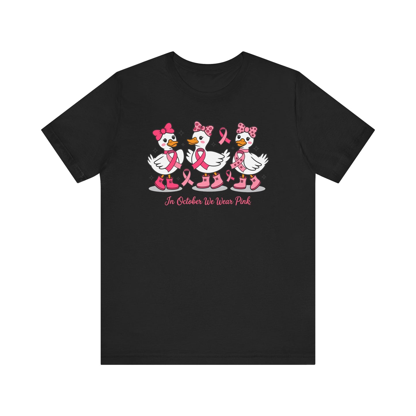 🎀🦆 In October We Wear Pink Duck T-Shirt – Cute Breast Cancer Awareness Tee 💖✨