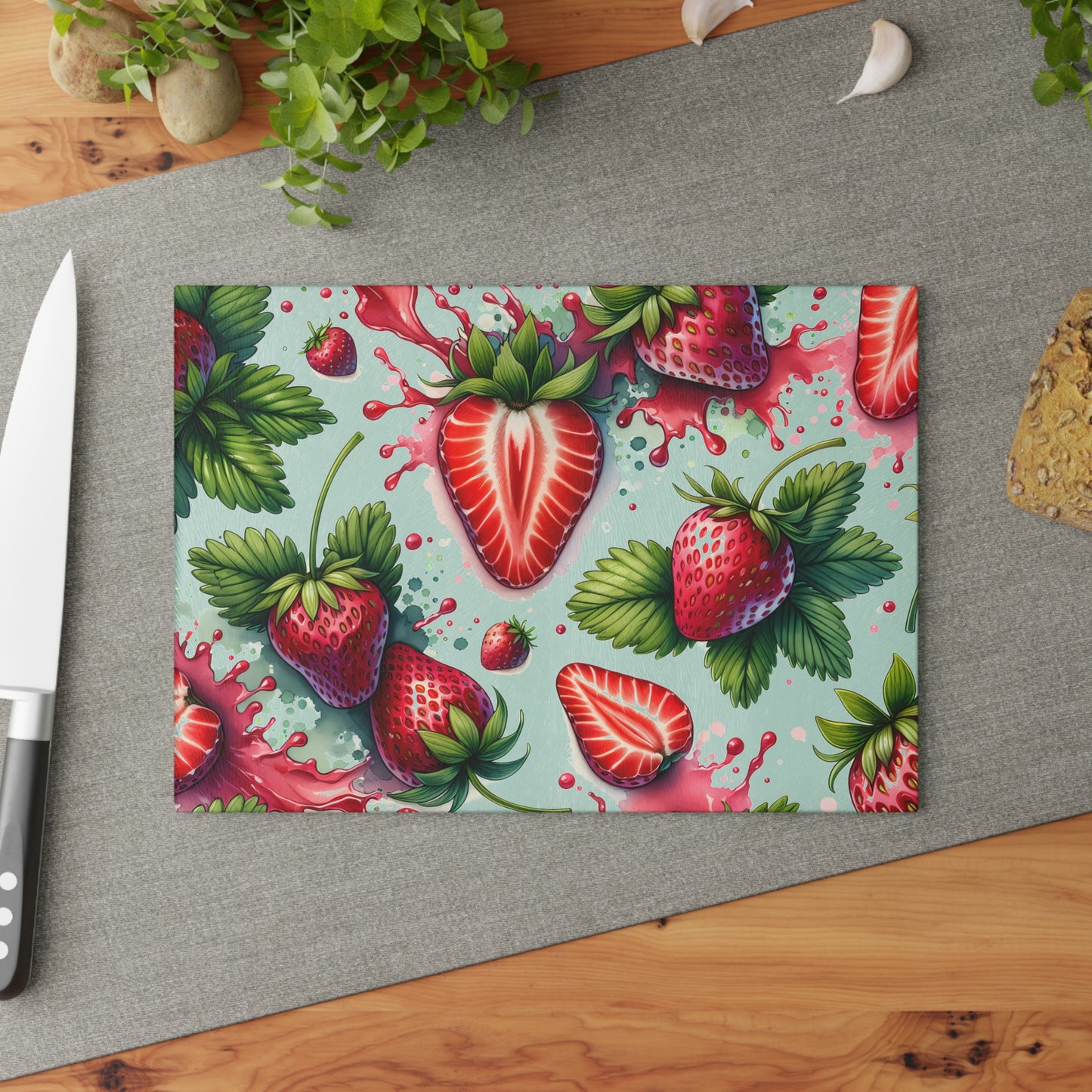 Tabla de cortar Strawberry Splash: estilo de cocina atrevido y jugoso