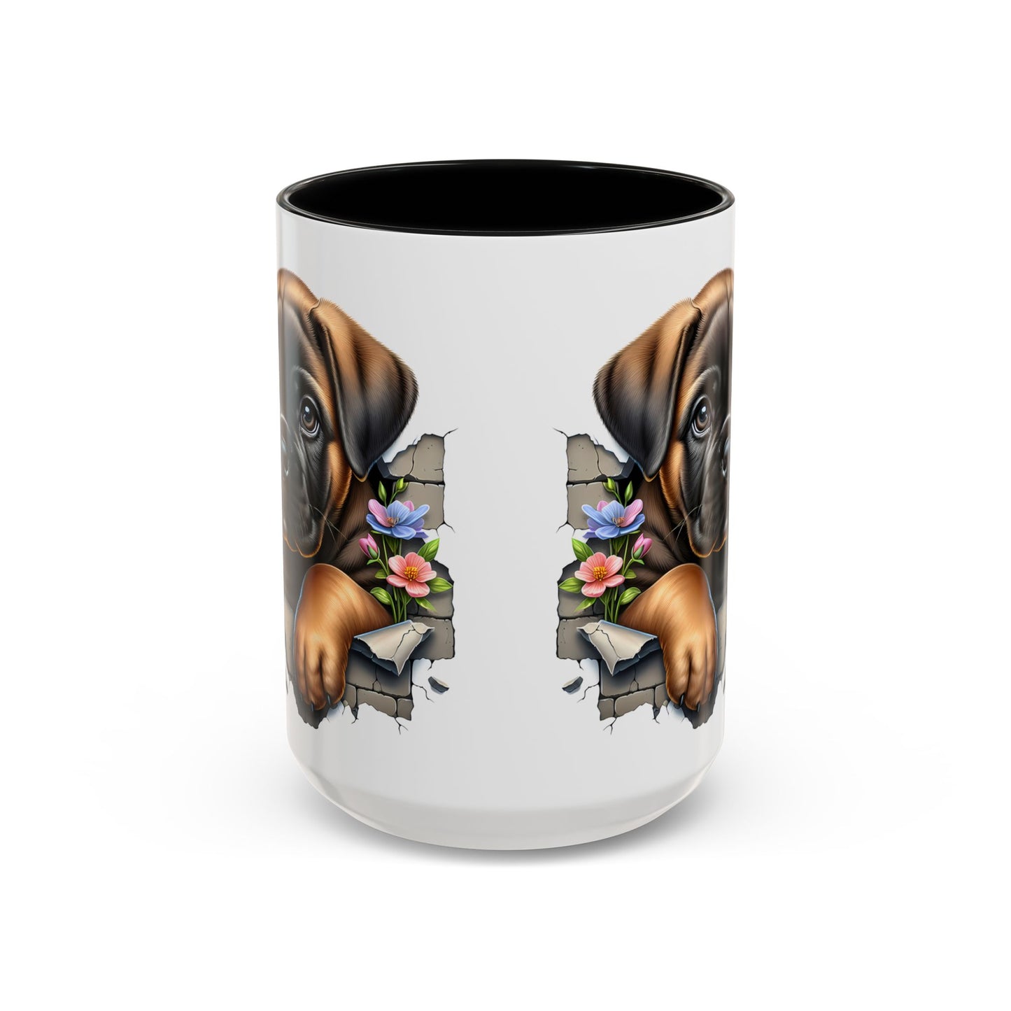 🧡 Boxer Puppy Accent Mug – Adorable Peek-Through Cup for Dog Lovers