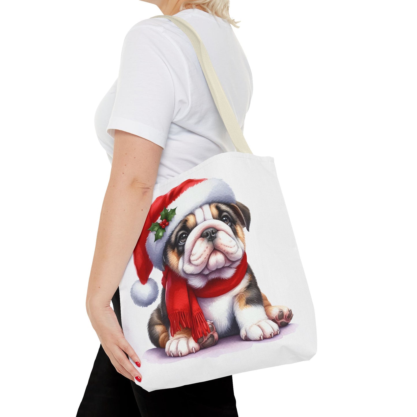 🎅 Bulldog Christmas Tote Bag – Cozy Holiday Style for Dog Lovers 🐾