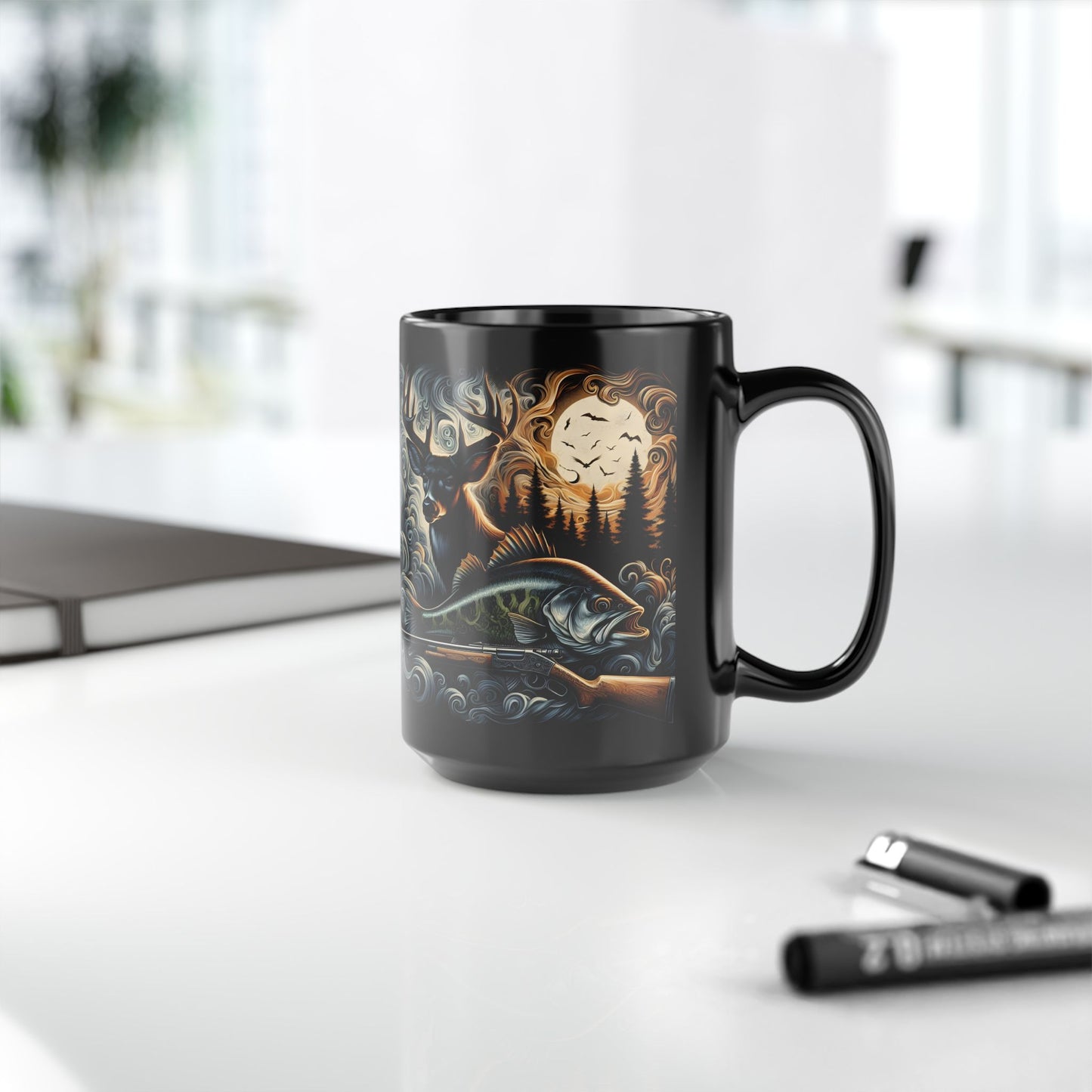 🎣🦌 Hunting & Fishing Coffee Mug – Rugged Outdoorsman’s Cup 🌲☕