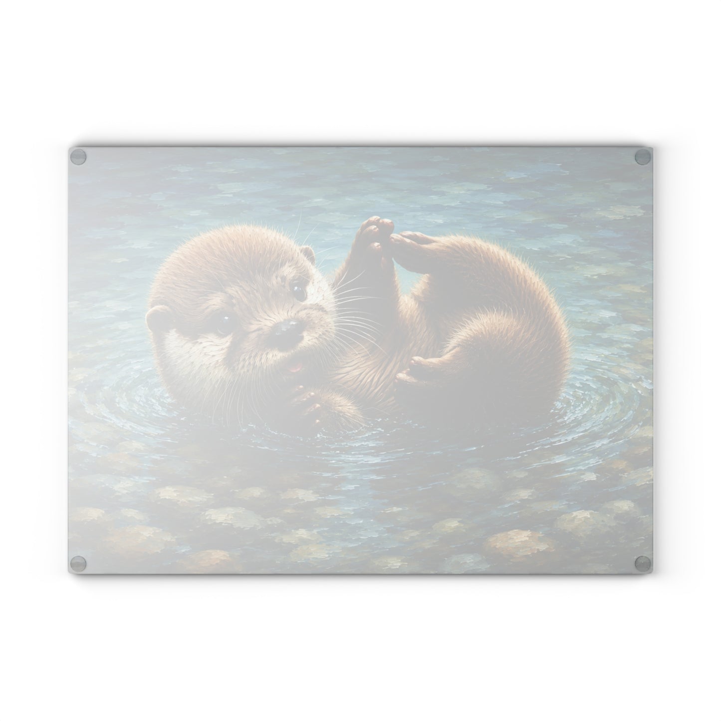 Playful Otter Glass Cutting Board – Woodland River Animal Kitchen Decor