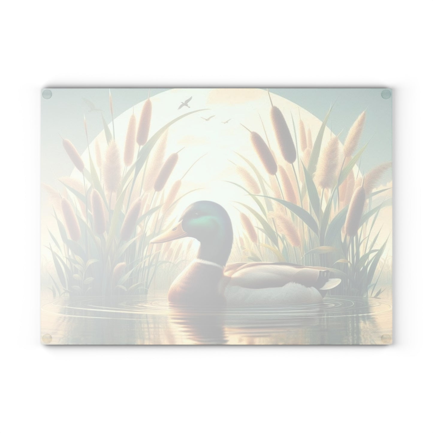 Serene Mallard in Reeds Cutting Board – Peaceful Lake & Nature Art
