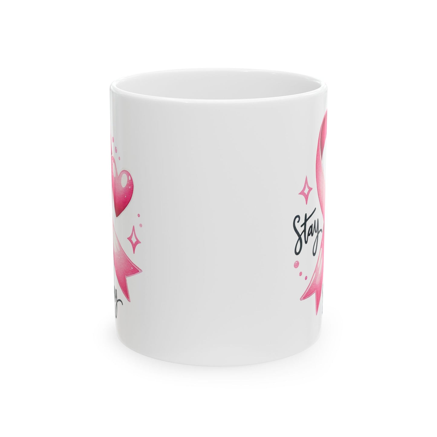 🎀 Stay Strong Pink Ribbon Mug – Inspirational Breast Cancer Awareness Coffee Cup