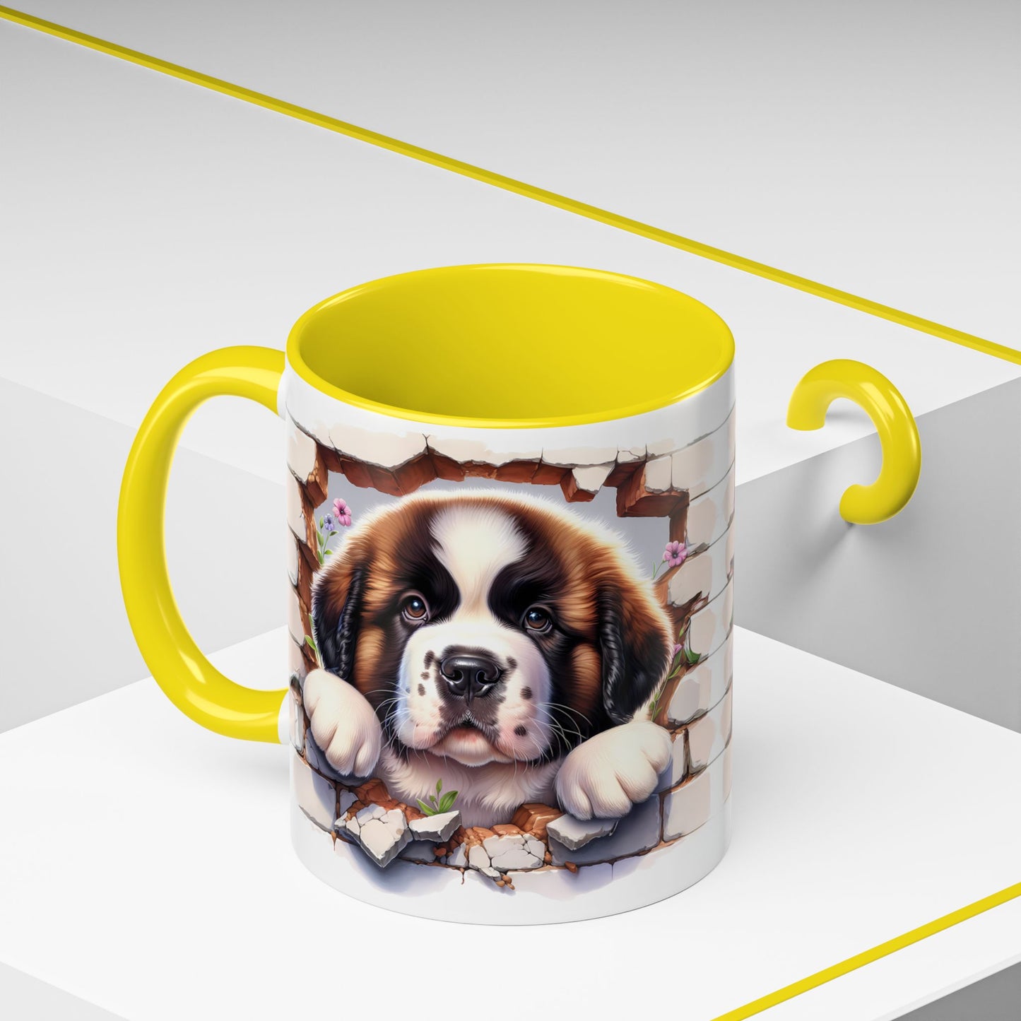 🐾☕ St. Bernard Puppy Peek Accent Mug – Gentle Giant Pup Lover Gift ✨❤️
