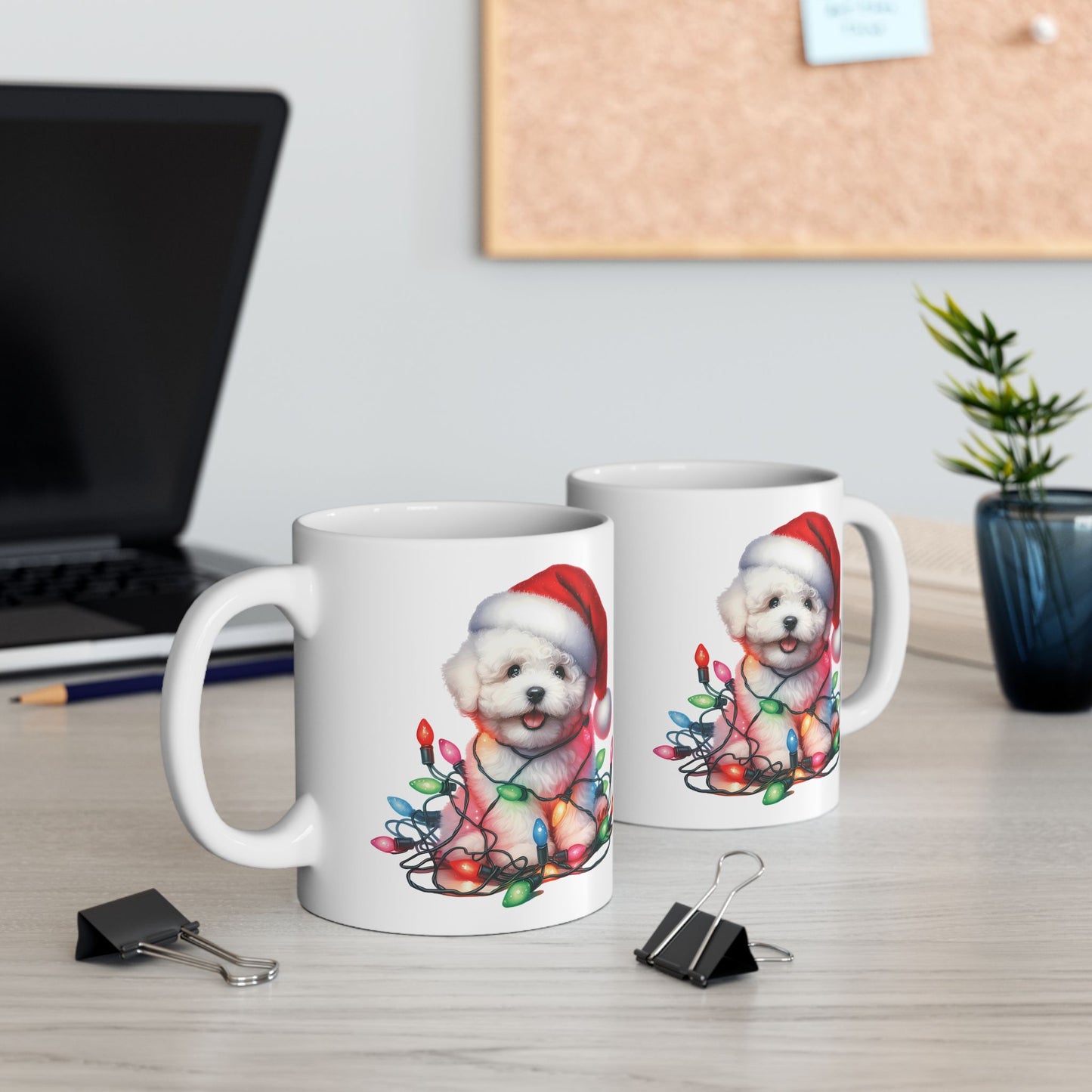 🎄 Bichon Frise Christmas Lights Mug – Holiday Cheer with a Fluffy Twist ☕