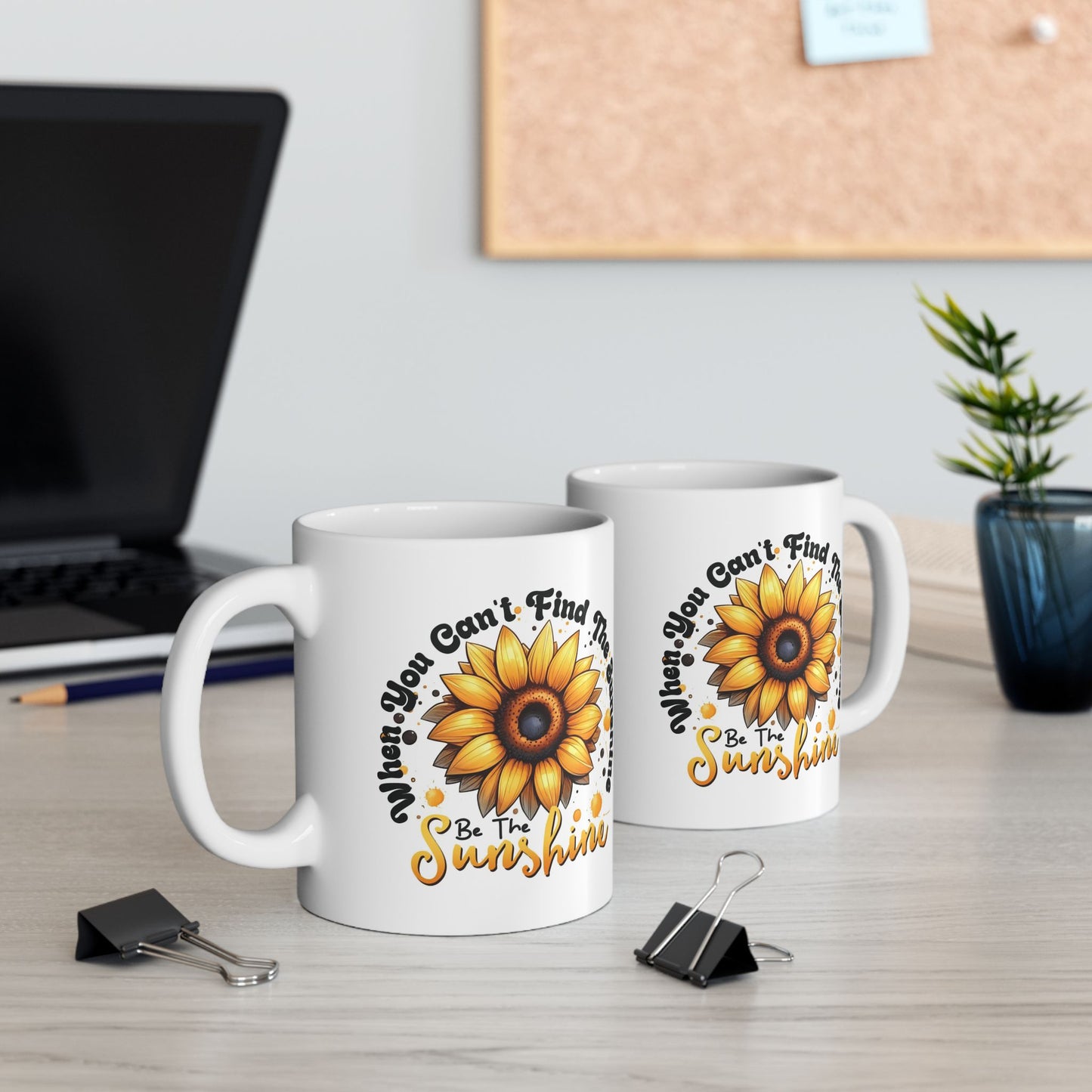 🌻☀️ Sunflower Sunshine Mug – Inspirational Coffee Cup with Quote ☕💛