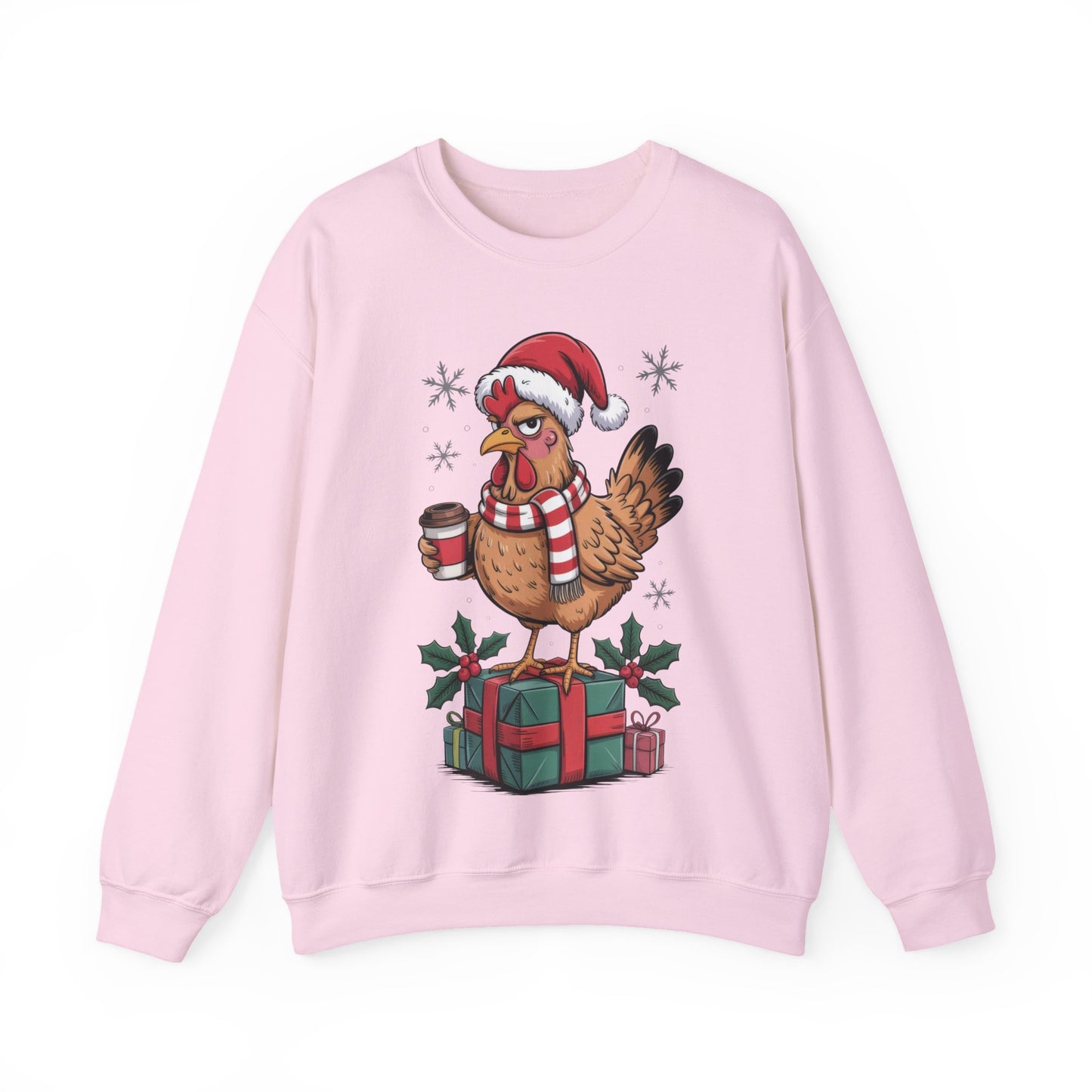 🎄 Grumpy Christmas Chicken Sweatshirt – Funny Holiday Coffee Lover Crewneck