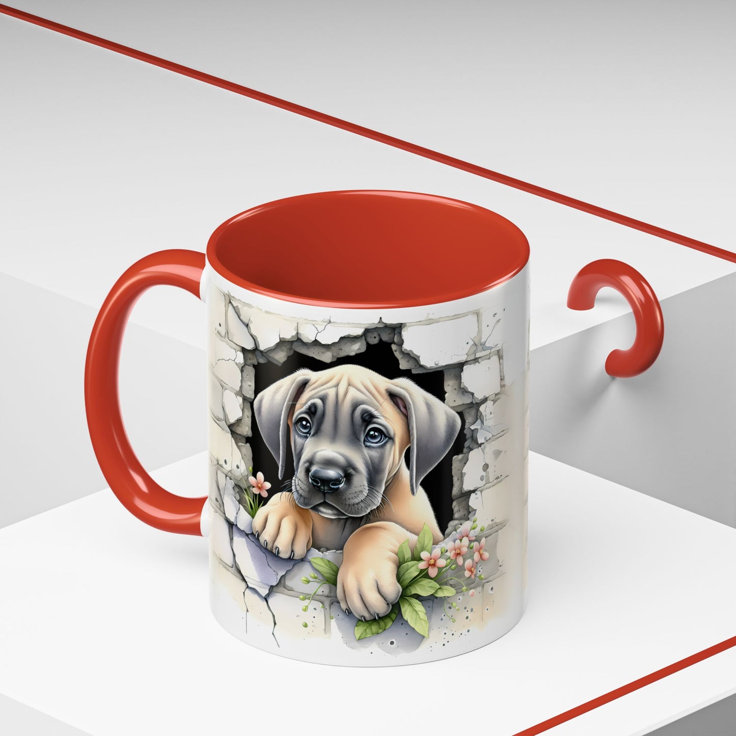 🐾 Great Dane Puppy Accent Mug – Sweet Peek-Through Puppy Design ☕💛