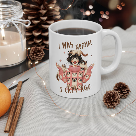 🐱 I Was Normal 3 Cats Ago Mug – Purrfectly Crazy Cat Lady Vibes ☕