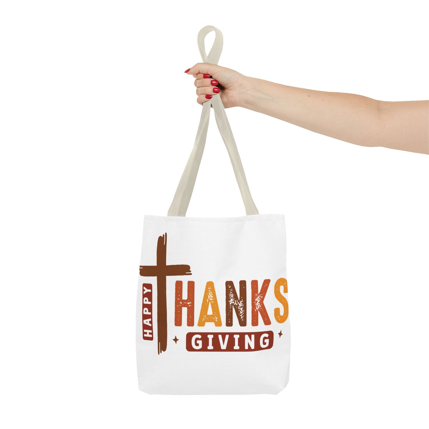 ✝️ Happy Thanksgiving Cross Tote – Faith & Gratitude in Fall Colors 🍂