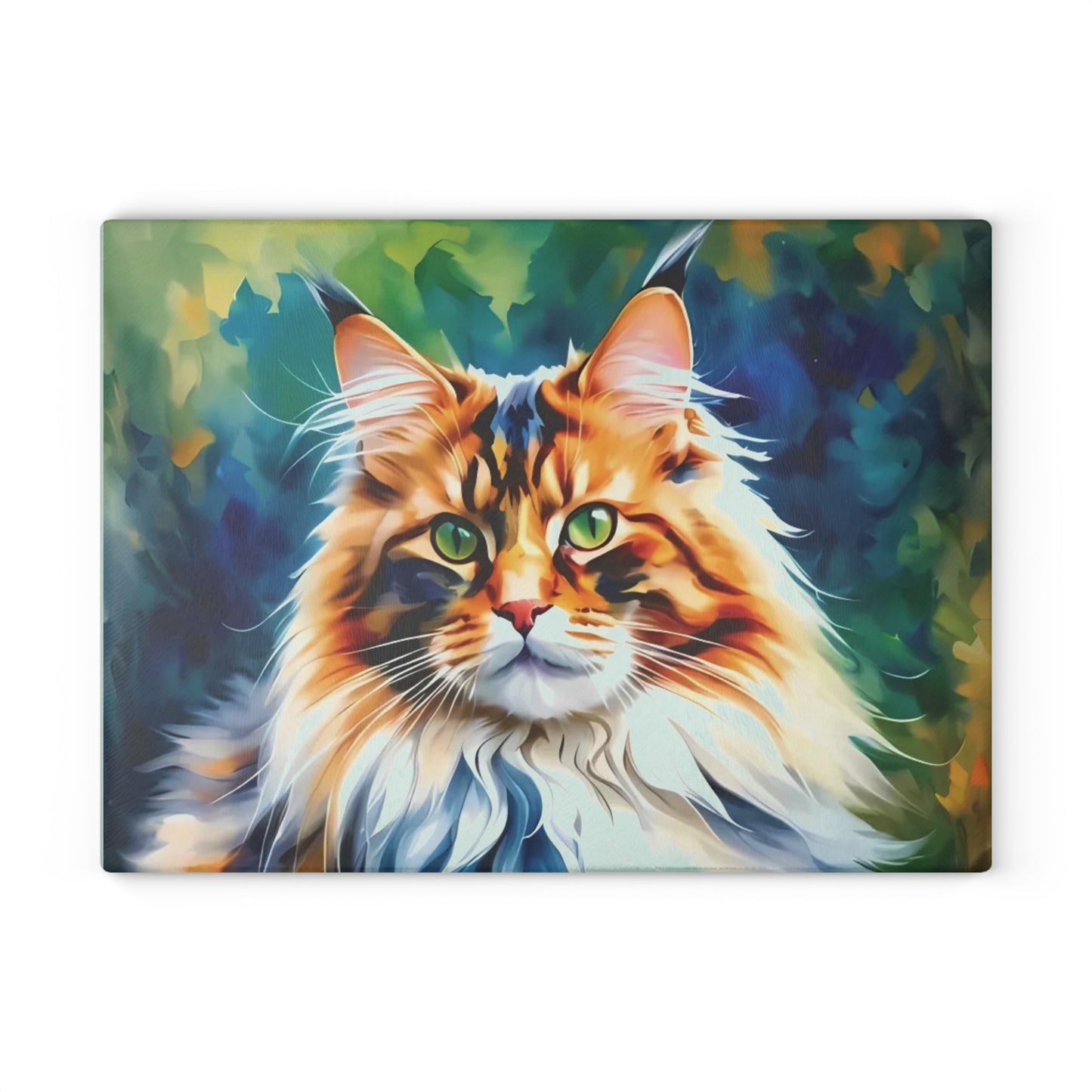 🐾🌿 Green-Eyed Maine Coon Forest Cat Cutting Board – Fierce Feline Charm for Nature-Loving Kitchens 🐱✨