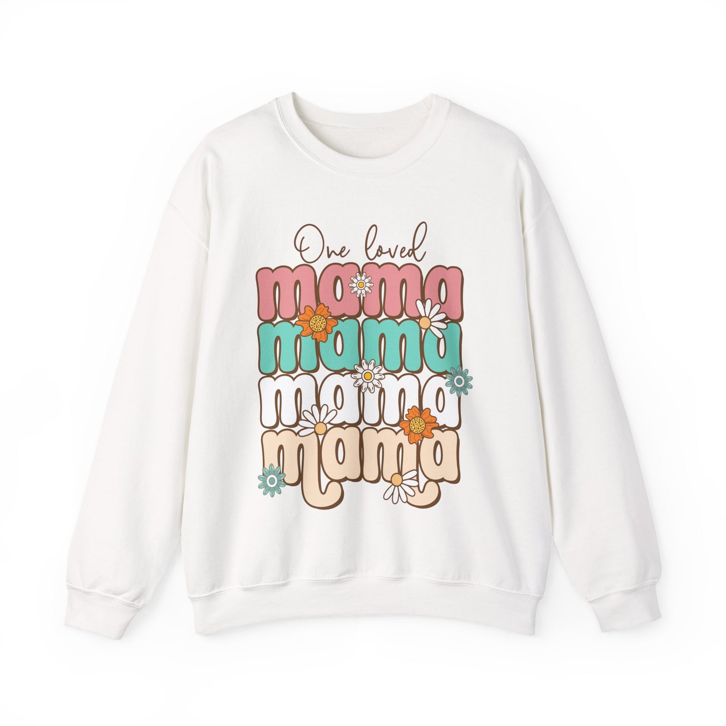 🌼💖 One Loved Mama Sweatshirt – Retro Floral Motherhood Crewneck